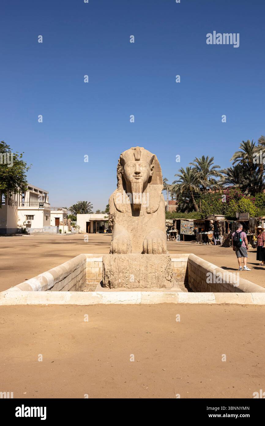 Memphis, Sphinx of Memphis, Alabaster, Memphis open air museum, ancient capital at lower Egypt, Giza governorate, Egypt, North Africa, Africa Stock Photo