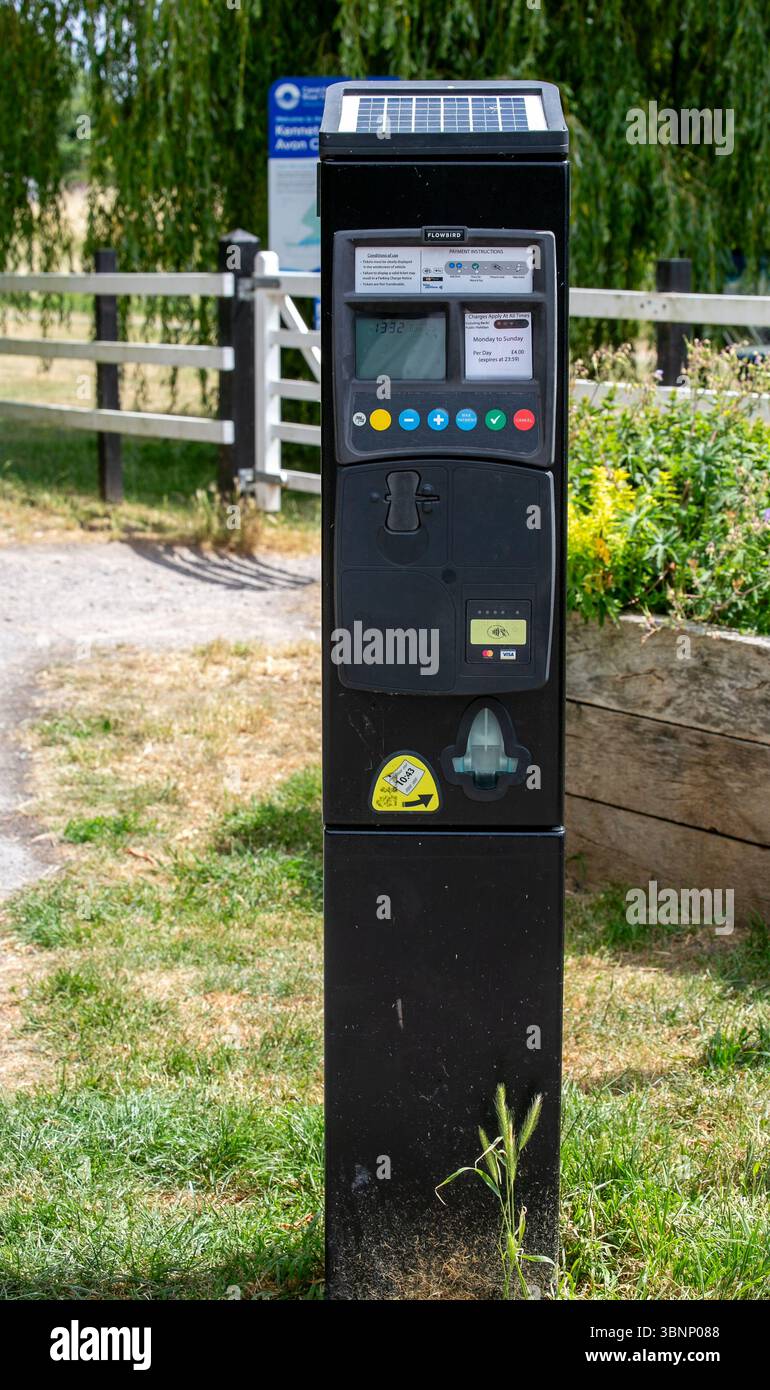 Outside Ticket Machine Outdoor solar-powered parking ticket machine in a rural setting ...