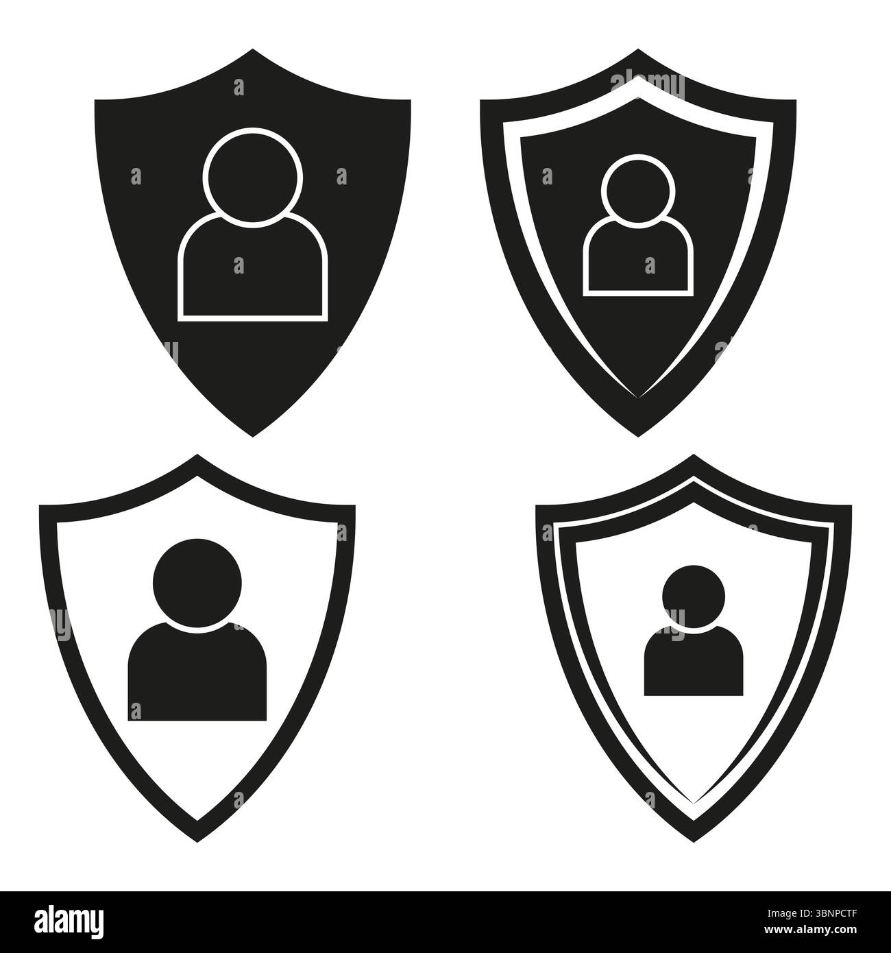 Profile shield icons. User guard emblem. Protective badge Vector ...