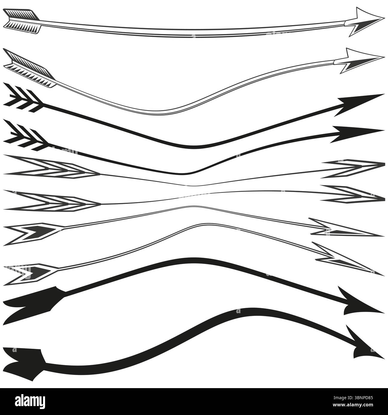 Wave arrow pattern. Sinuous direction icon. Fluid motion Vector. Flexible flow design. Stock Vector