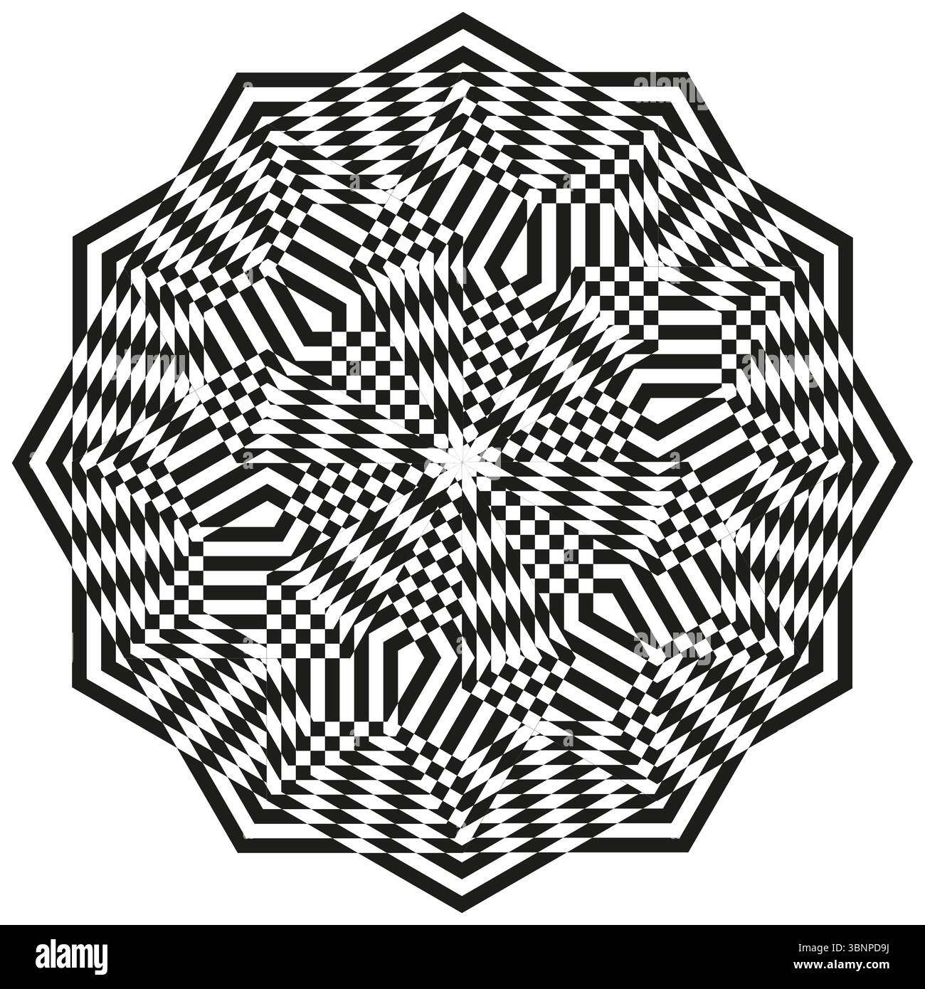 Striped rosette icon. Hypnotic radial pattern. Bold optical Vector. Dynamic stripe vortex. Stock Vector