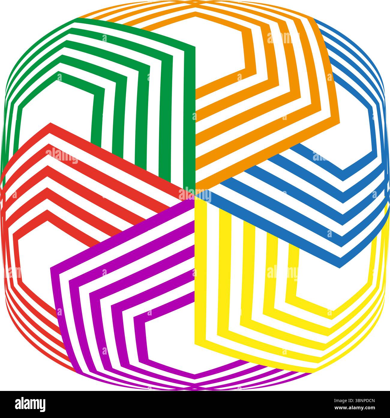 Segmented circle icon. Color arrow circuit. Vibrant maze Vector. Rotational path unity Stock Vector