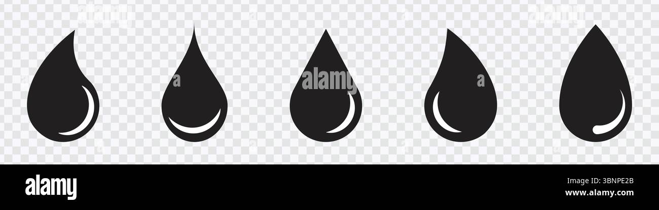 Black Water Drop Icons Set Stock Vector