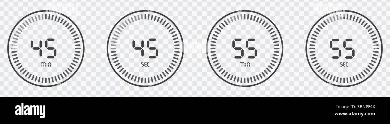 Icons Set with Minute and Second Markers Stock Vector