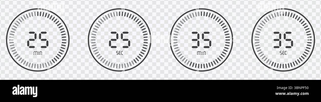 Icons Set with Minute and Second Markers Stock Vector