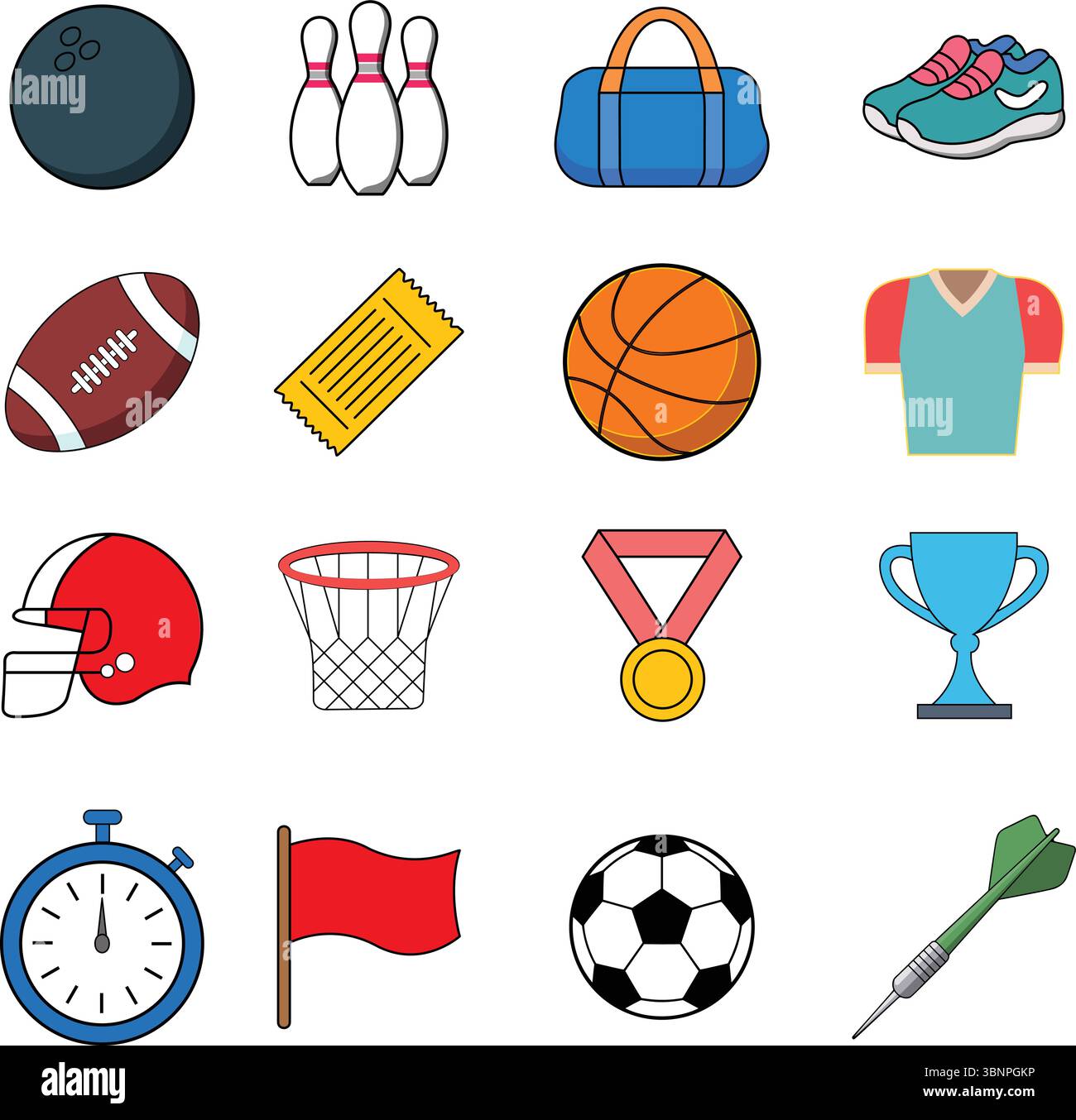 Collection of Sports Icon Illustrations Representing Varied Athletics ...