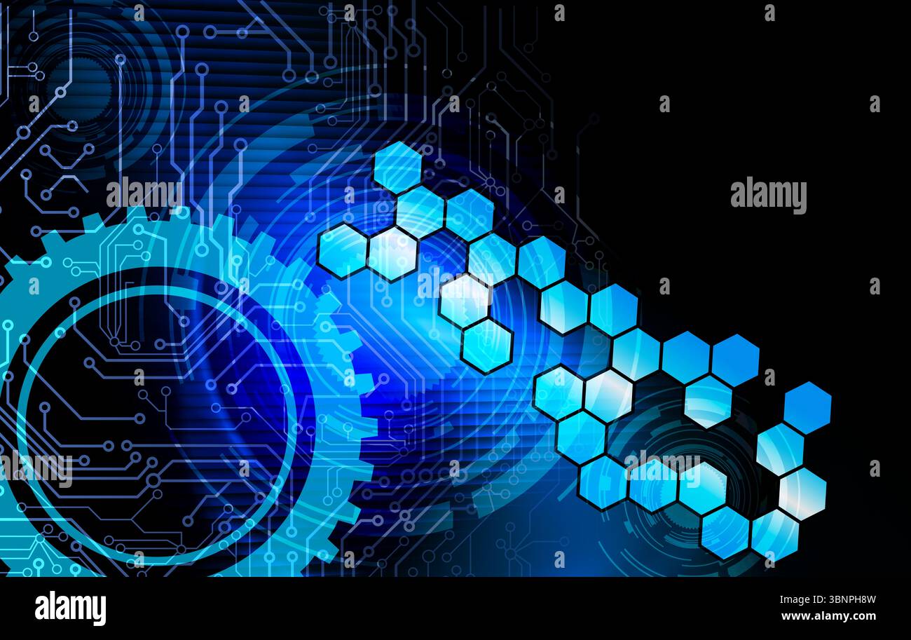 Vector illustration circuit board and hexagons background. Hi-tech ...