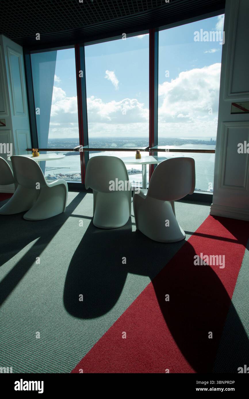 Cafe inside Sky Tower in Auckland, North Island, New Zealand Stock Photo