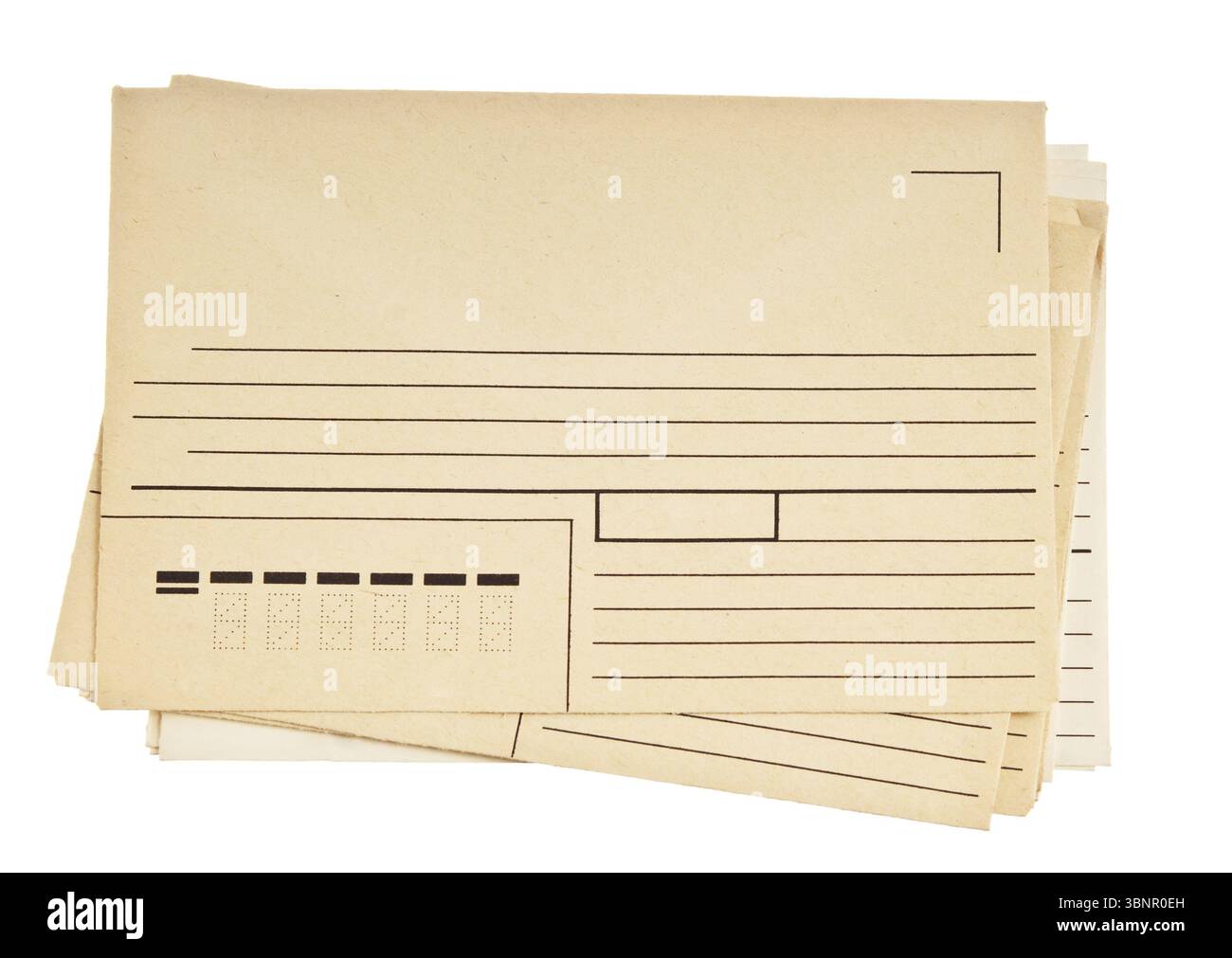 Stack of mail envelopes isolated on white background Stock Photo