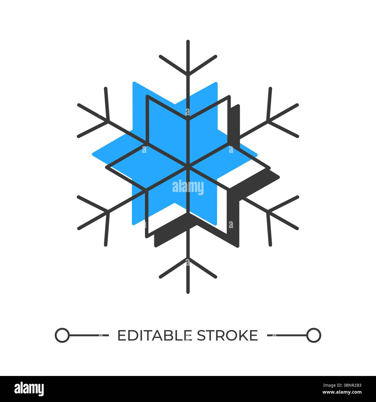 Snowflake offset shadow line icon Stock Vector