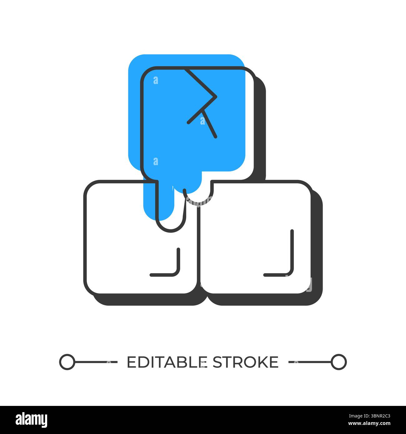 Melting ice cubes offset shadow line icon Stock Vector