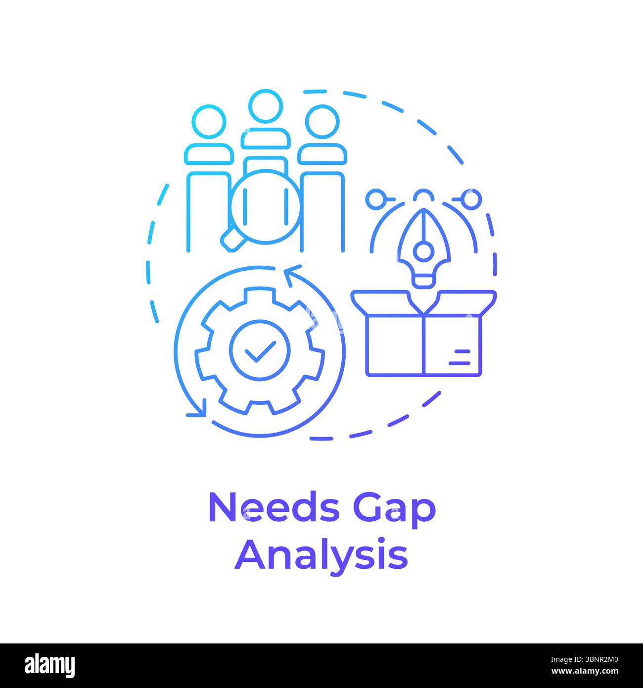 Needs gap analysis blue gradient concept icon Stock Vector