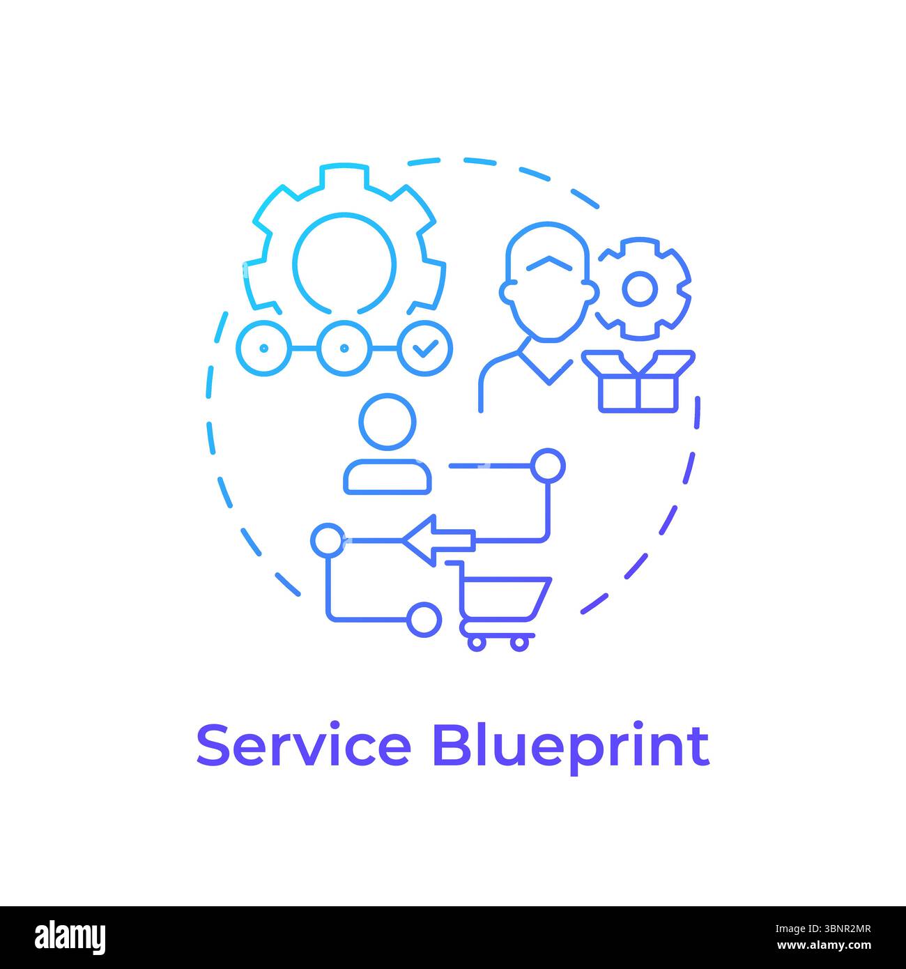 Service blueprint blue gradient concept icon Stock Vector