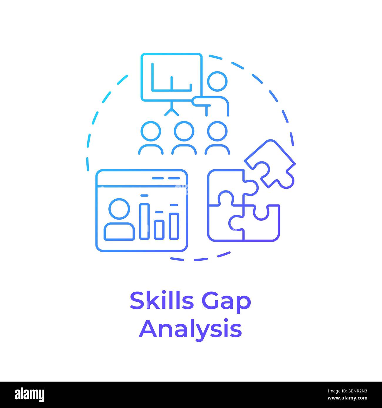 Skills gap analysis blue gradient concept icon Stock Vector