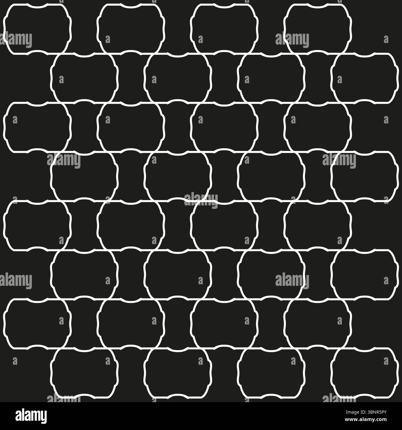White wavy blocks. Seamless brick lattice. Fluid pattern Vector. Dark canvas texture. Stock Vector