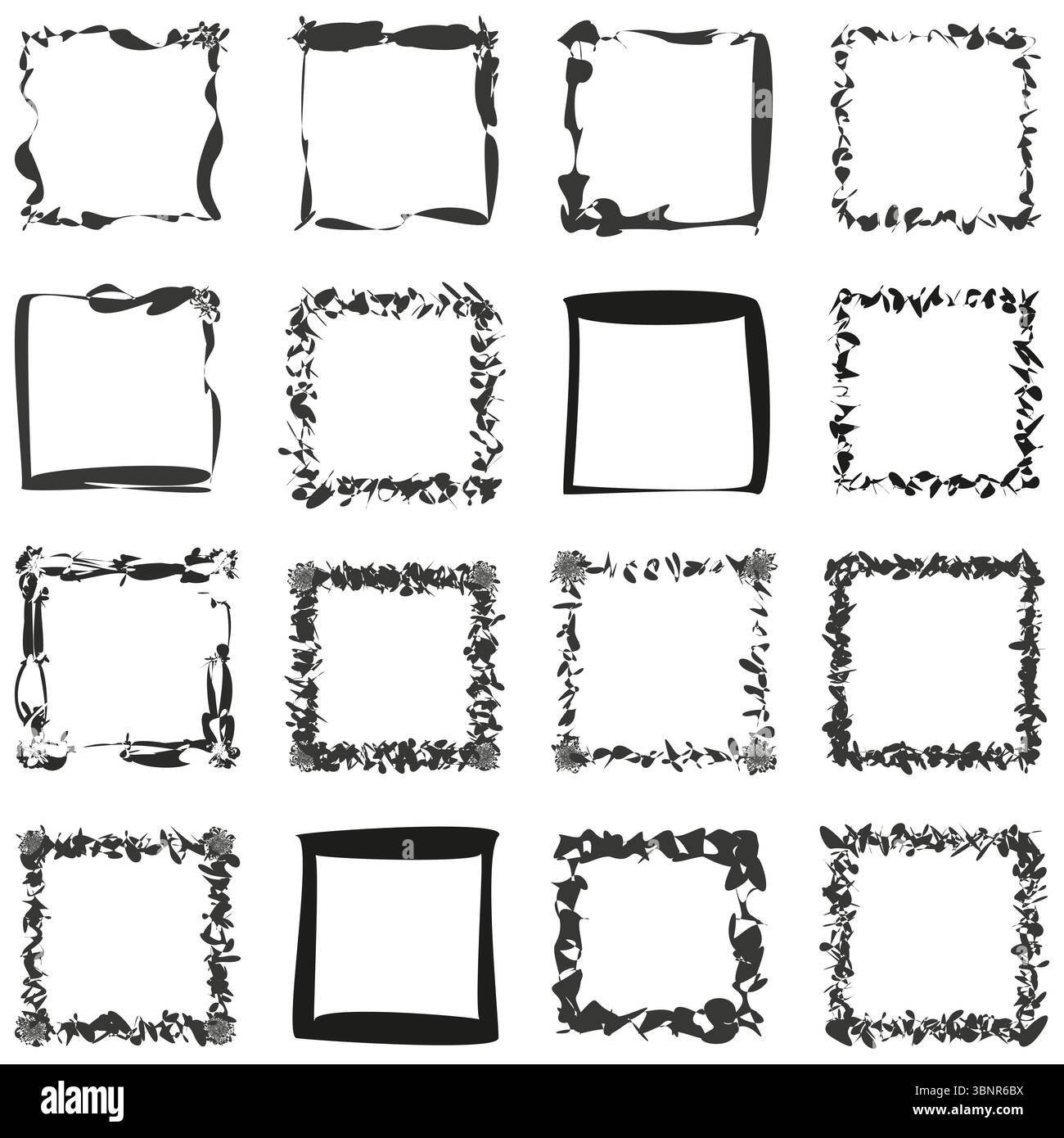 Square frame set. Minimal border icon. Clean stamp Vector. Simple grid. Stock Vector