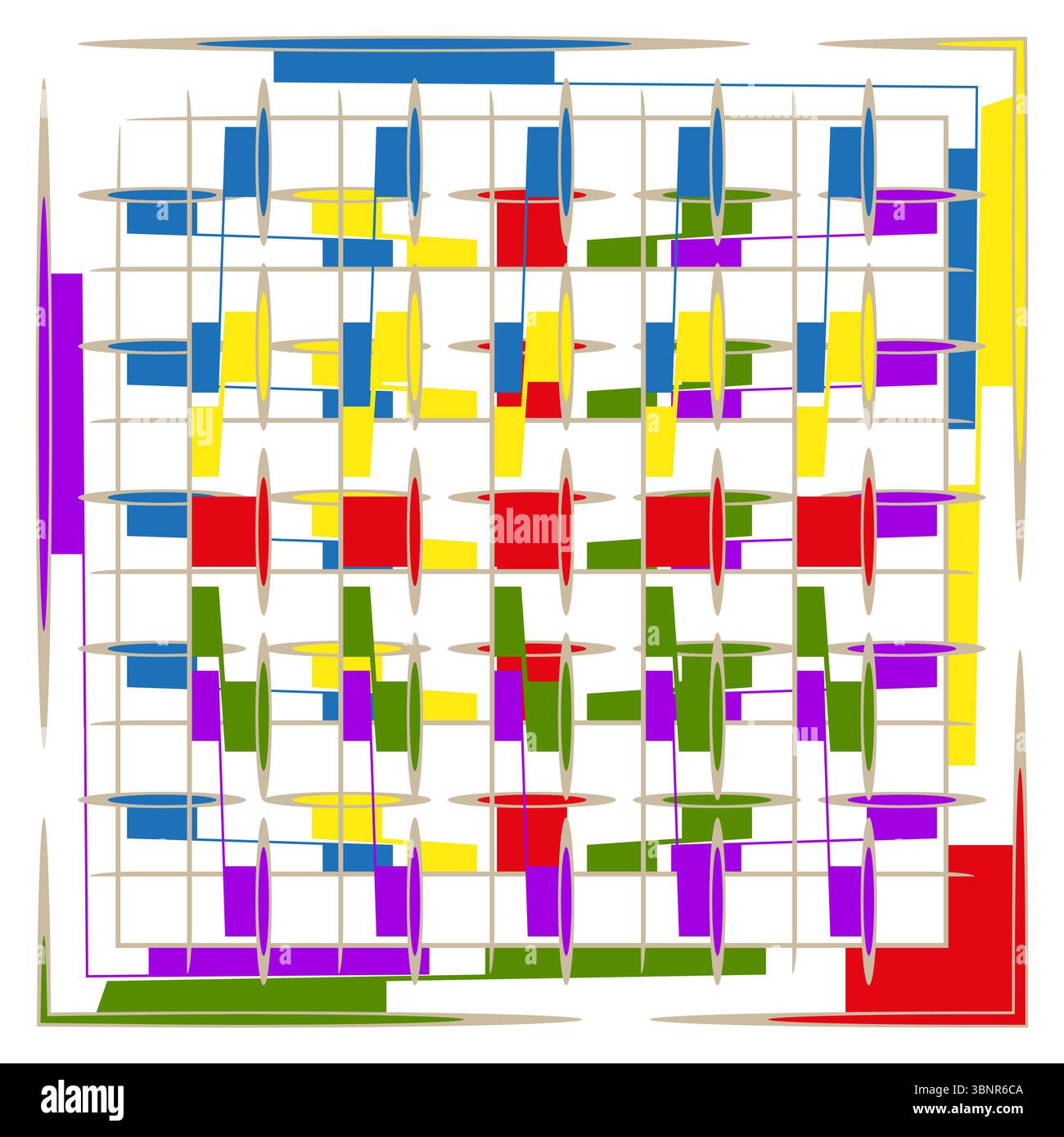 Colorful grid pattern. Abstract square maze. Multicolor line schema. Vector lattice artwork. Stock Vector