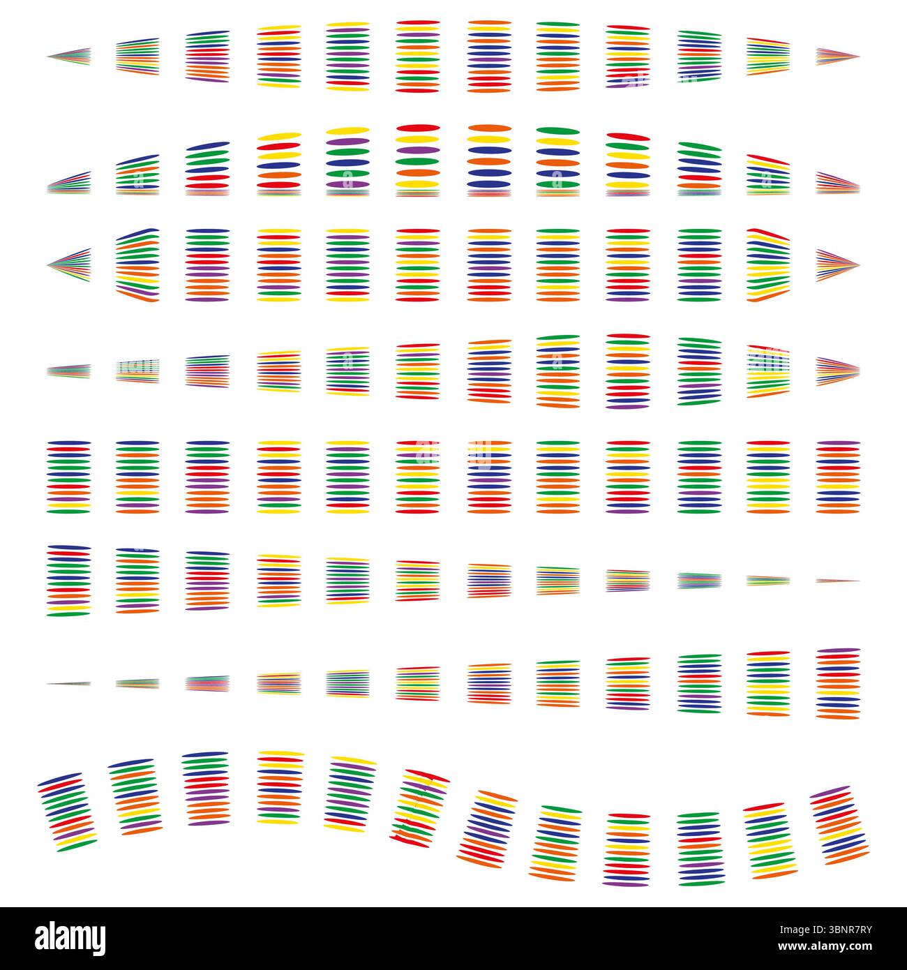 Colorful stripe layers. Abstract parallel lines. Bright spectrum pattern. Vector geometric shapes. Stock Vector