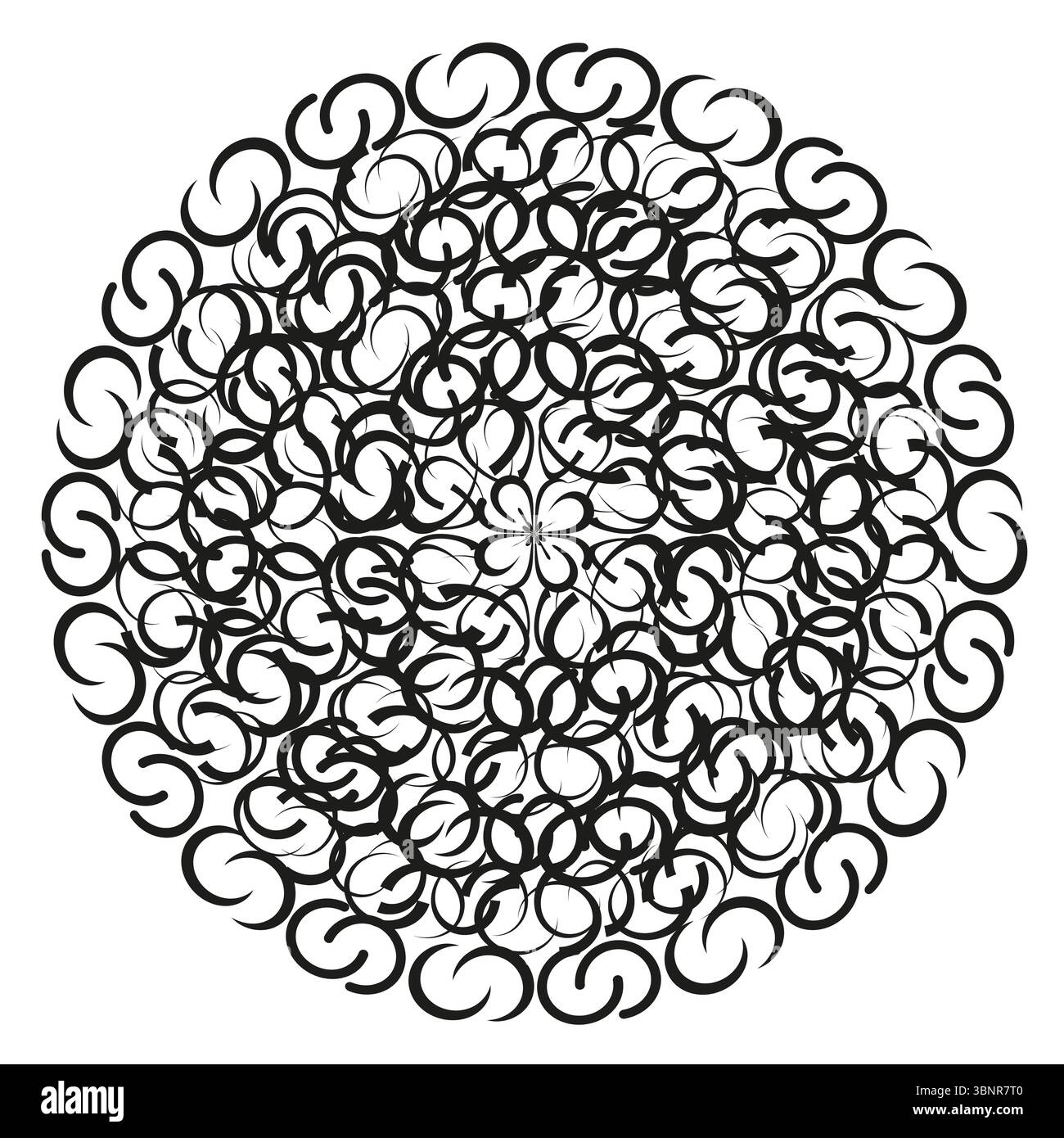 Circular swirl cluster. Dense loop pattern. Spiral shape Vector. Dynamic ring symbol. Stock Vector