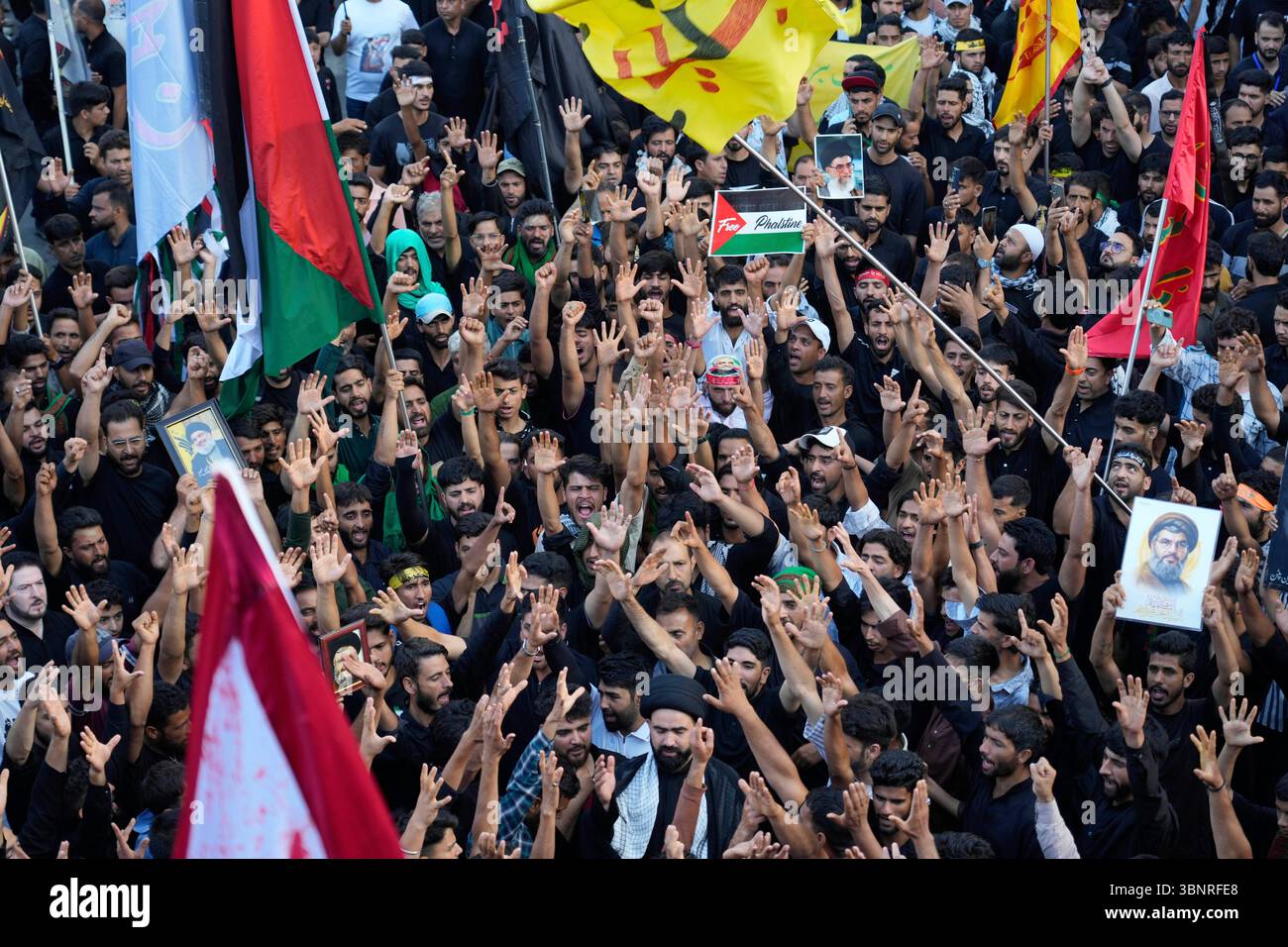 Kashmiri Shiite Muslims shout pro-Palestinian and anti-Israel slogans ...