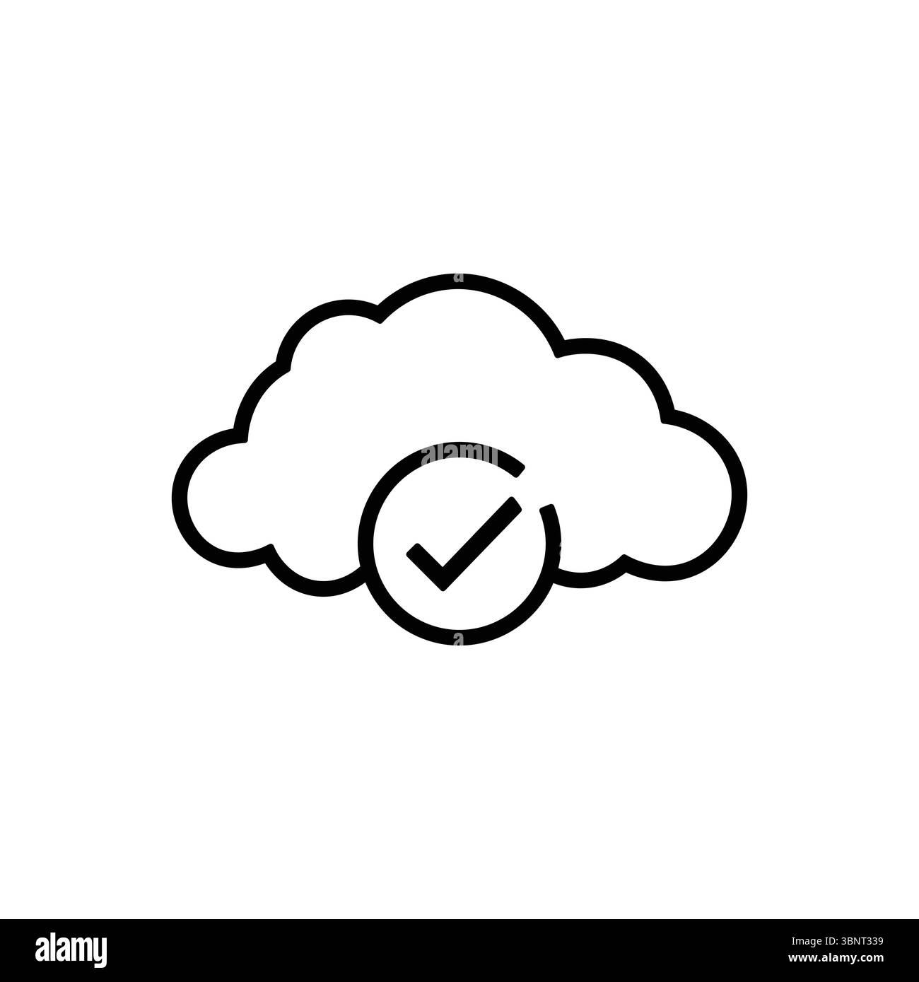 Cloud computing icon with a checkmark, indicating successful operation or verified data in the cloud. Stock Vector