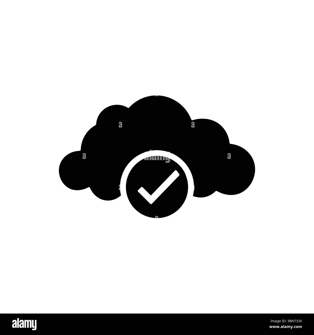 Solid cloud icon with a checkmark, perfect for confirming cloud operations, data integrity, or successful synchronization. Stock Vector