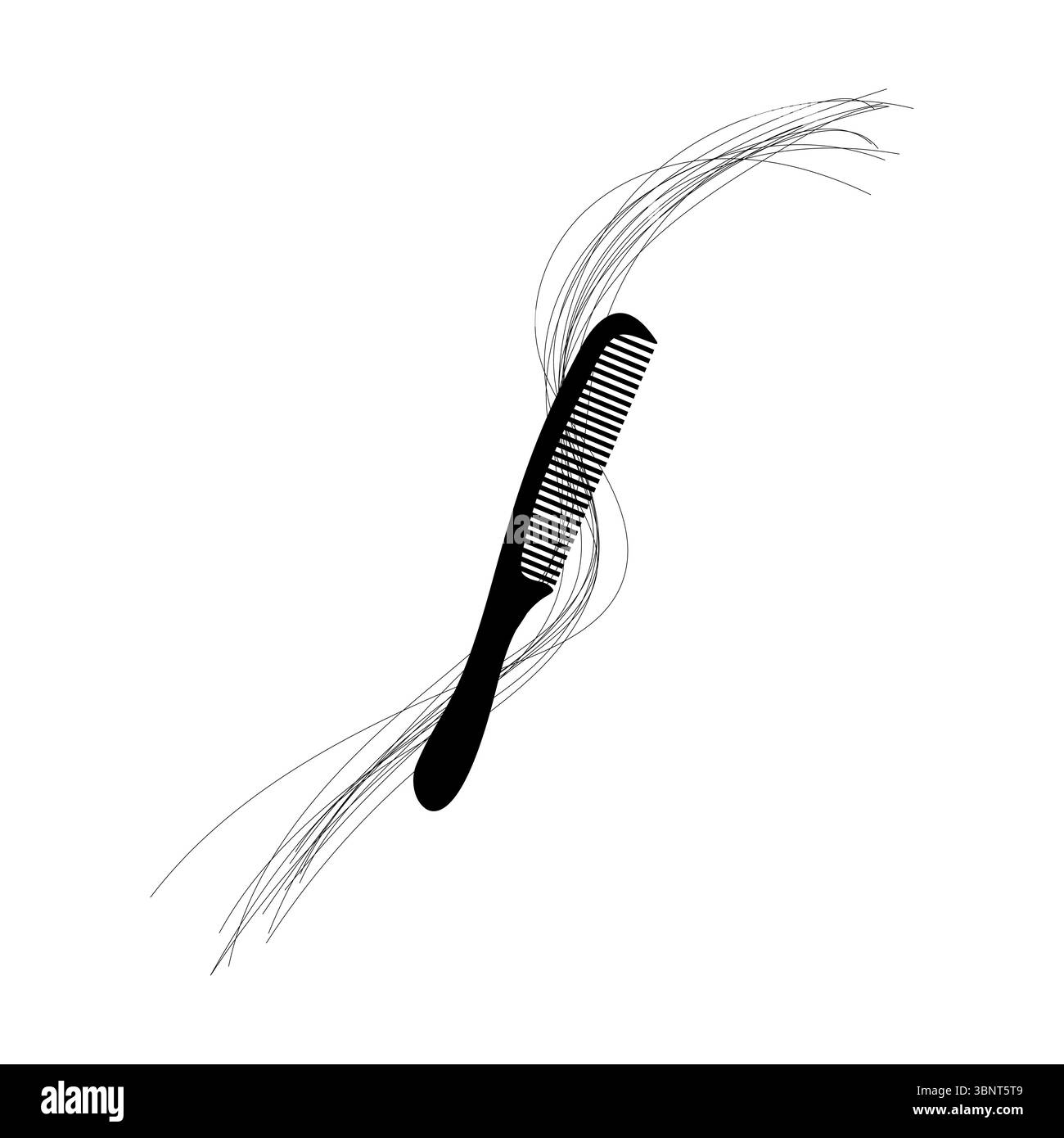 Comb hair strands. Grooming tool icon. Fallen hair illustration. Vector ...