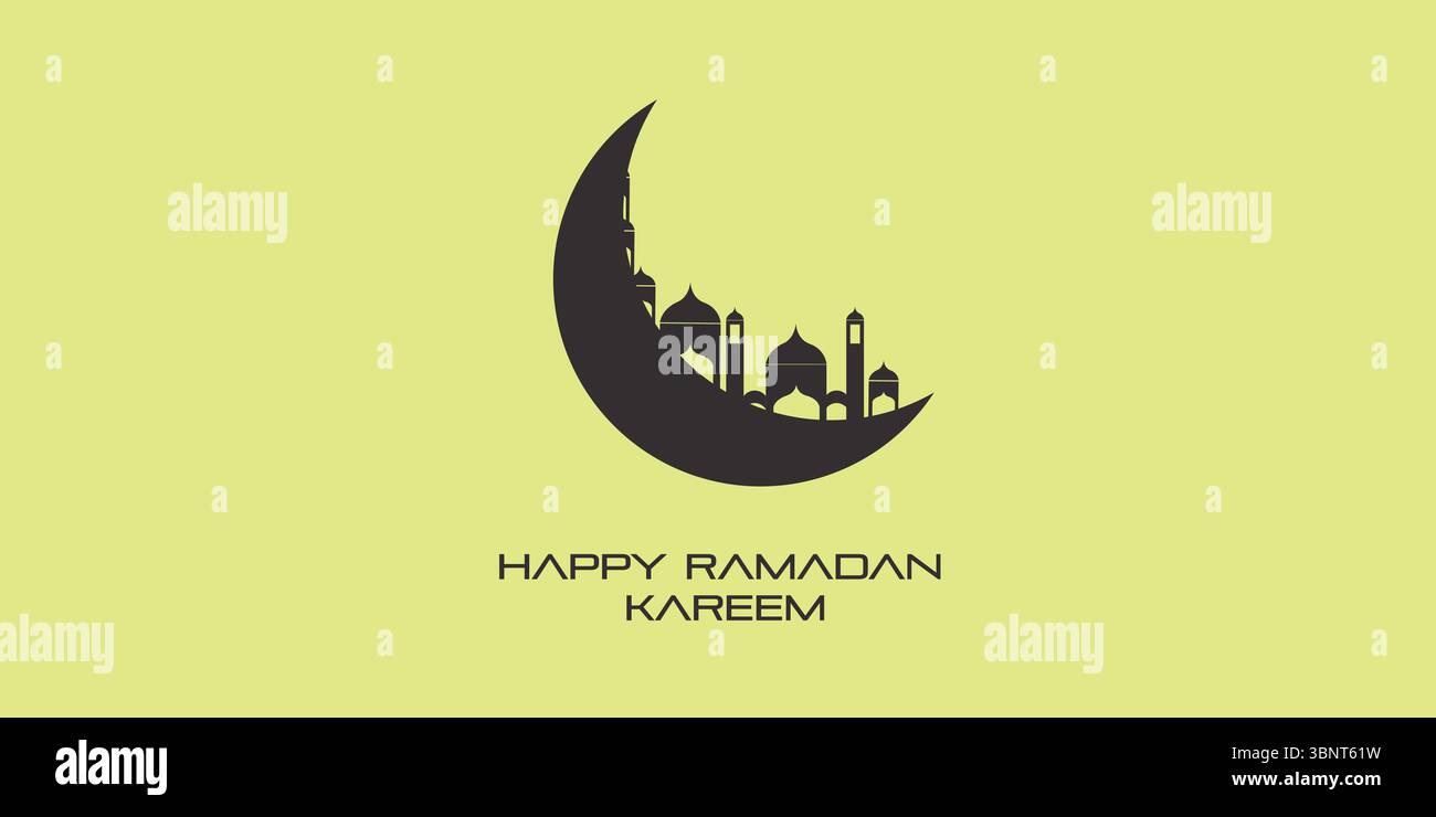 Sofe Rmzan Mosque dome on moon with soft lemon yellow background. Perfect for ...
