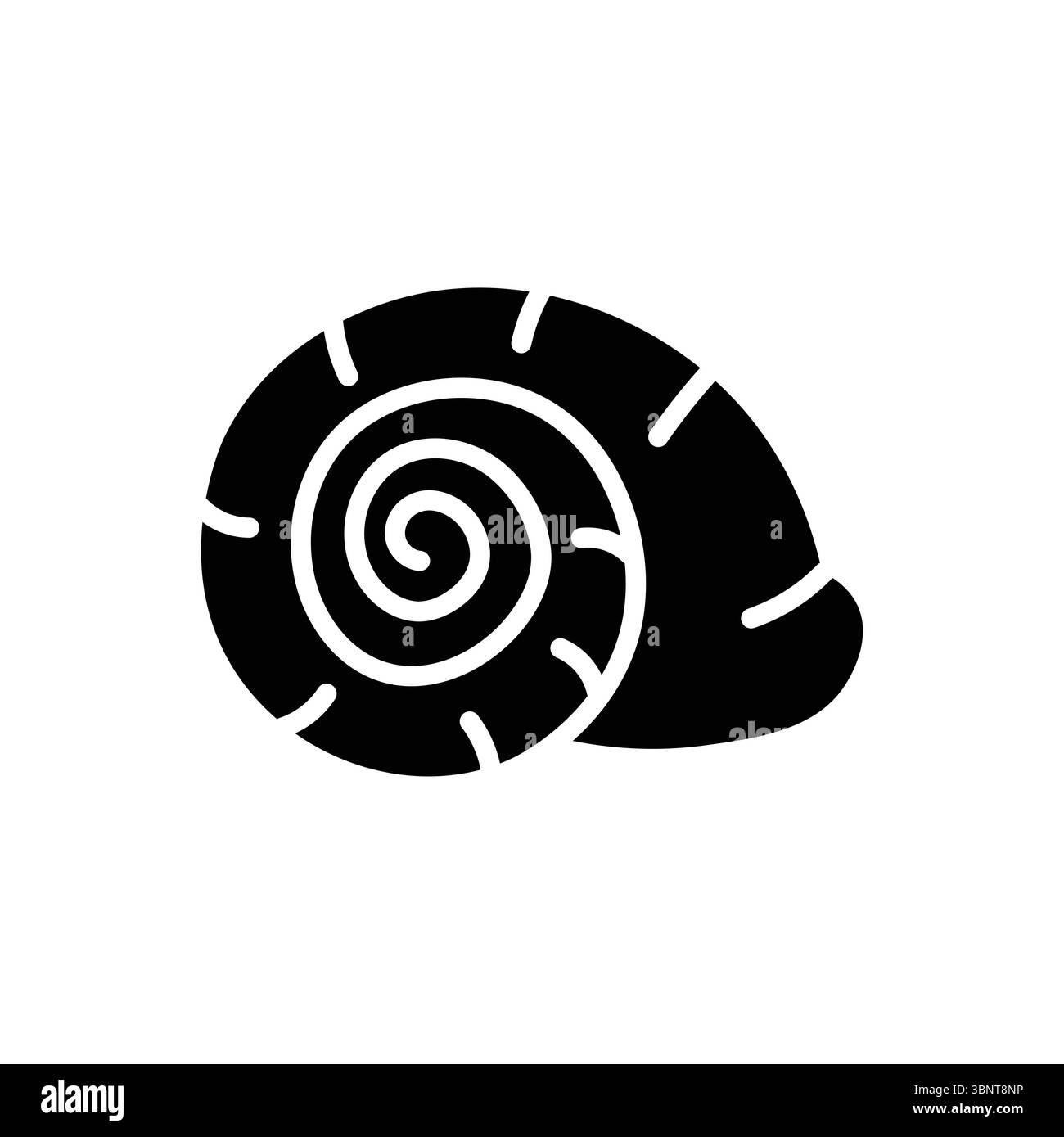 Solid black spiral seashell illustration, perfect for beach, ocean, and ...