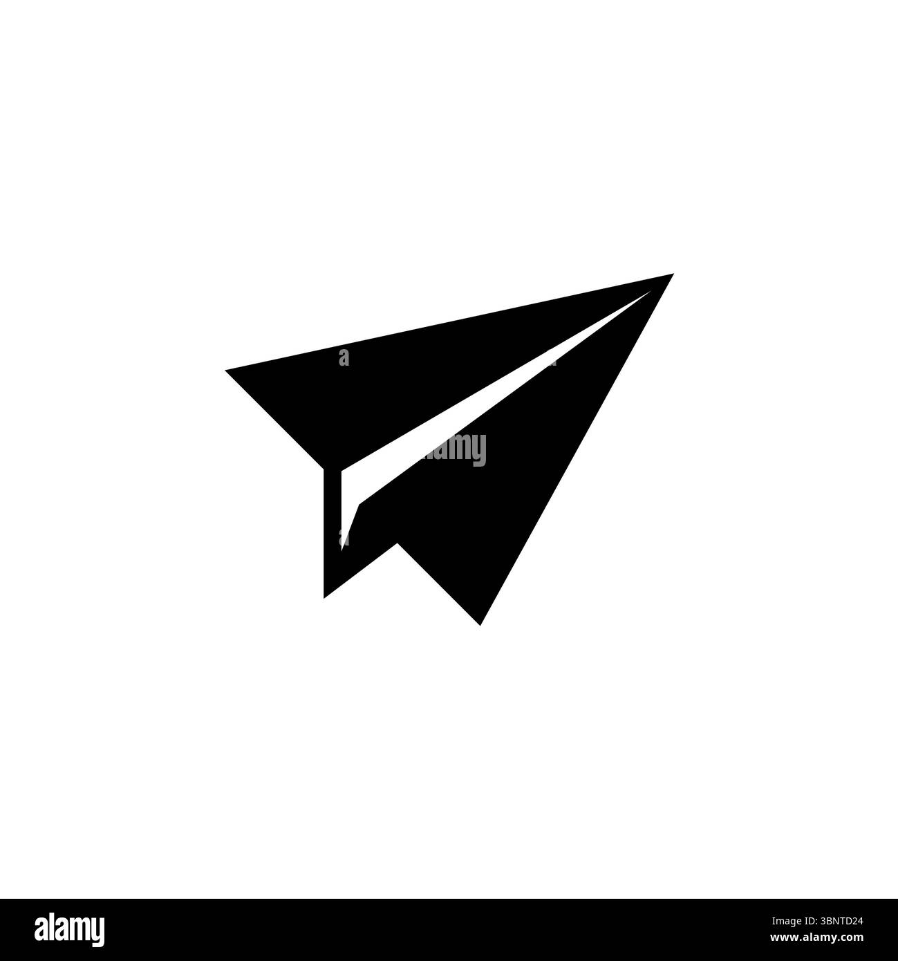 Paper Airplane, Fly Plane, Origami Solid Flat Vector Icon Isolated on White Background. Stock Vector