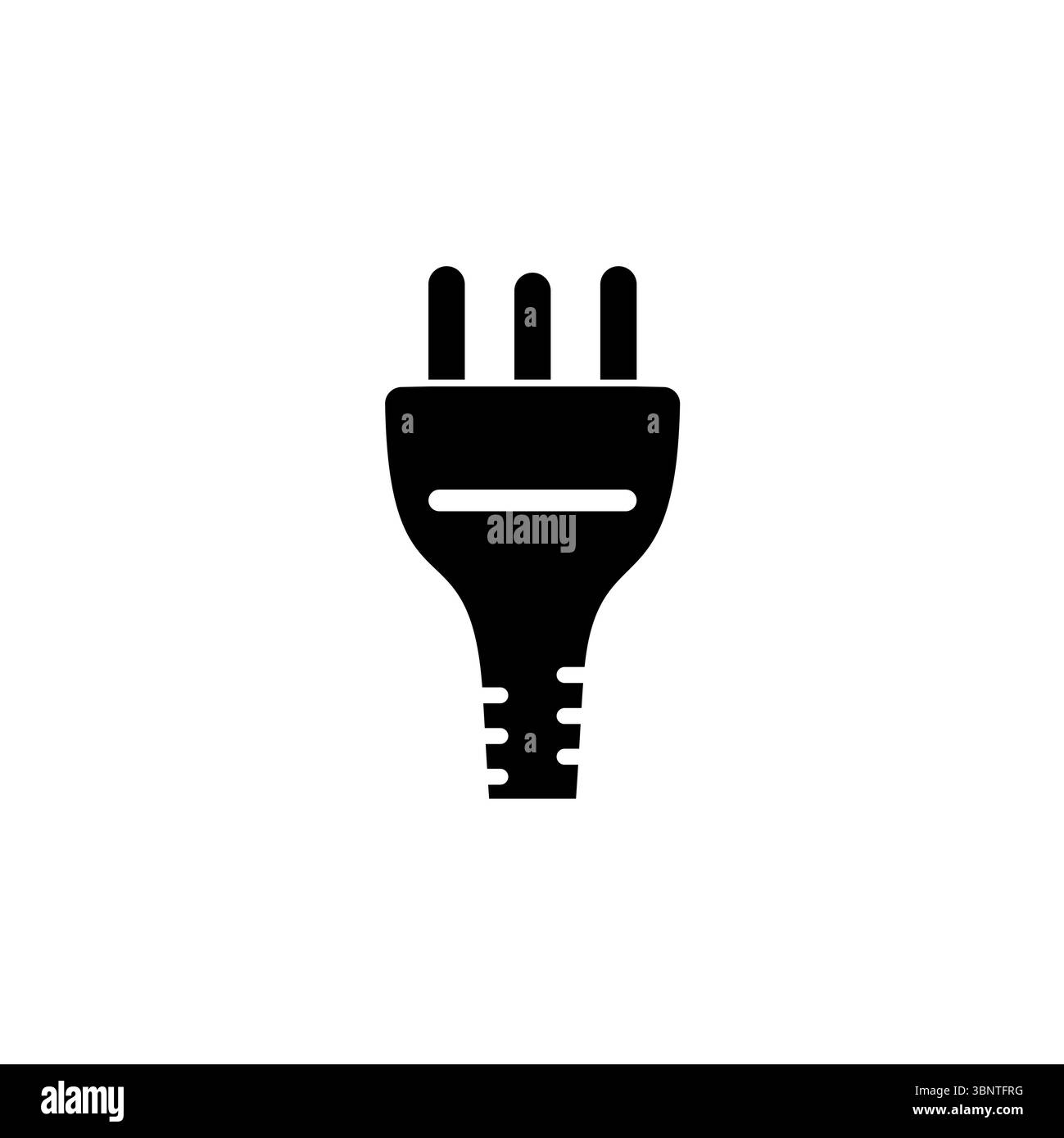 Uk Type K Electric Plug Three Pin Solid Flat Vector Icon Isolated on White Background. Stock Vector