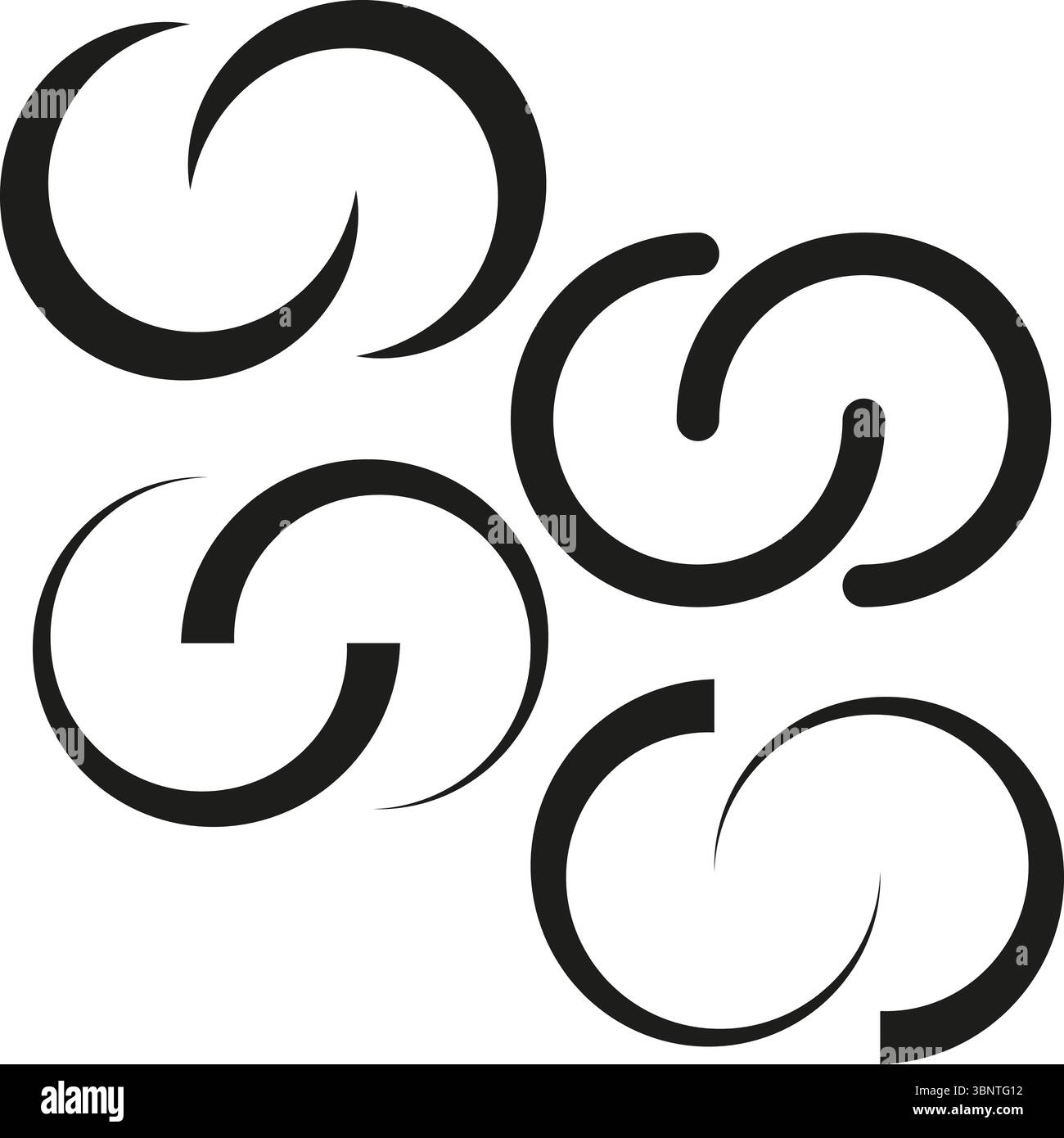 Heavy arc icons. Thick curved links. Bold S Vector. Rotational loop design. Stock Vector