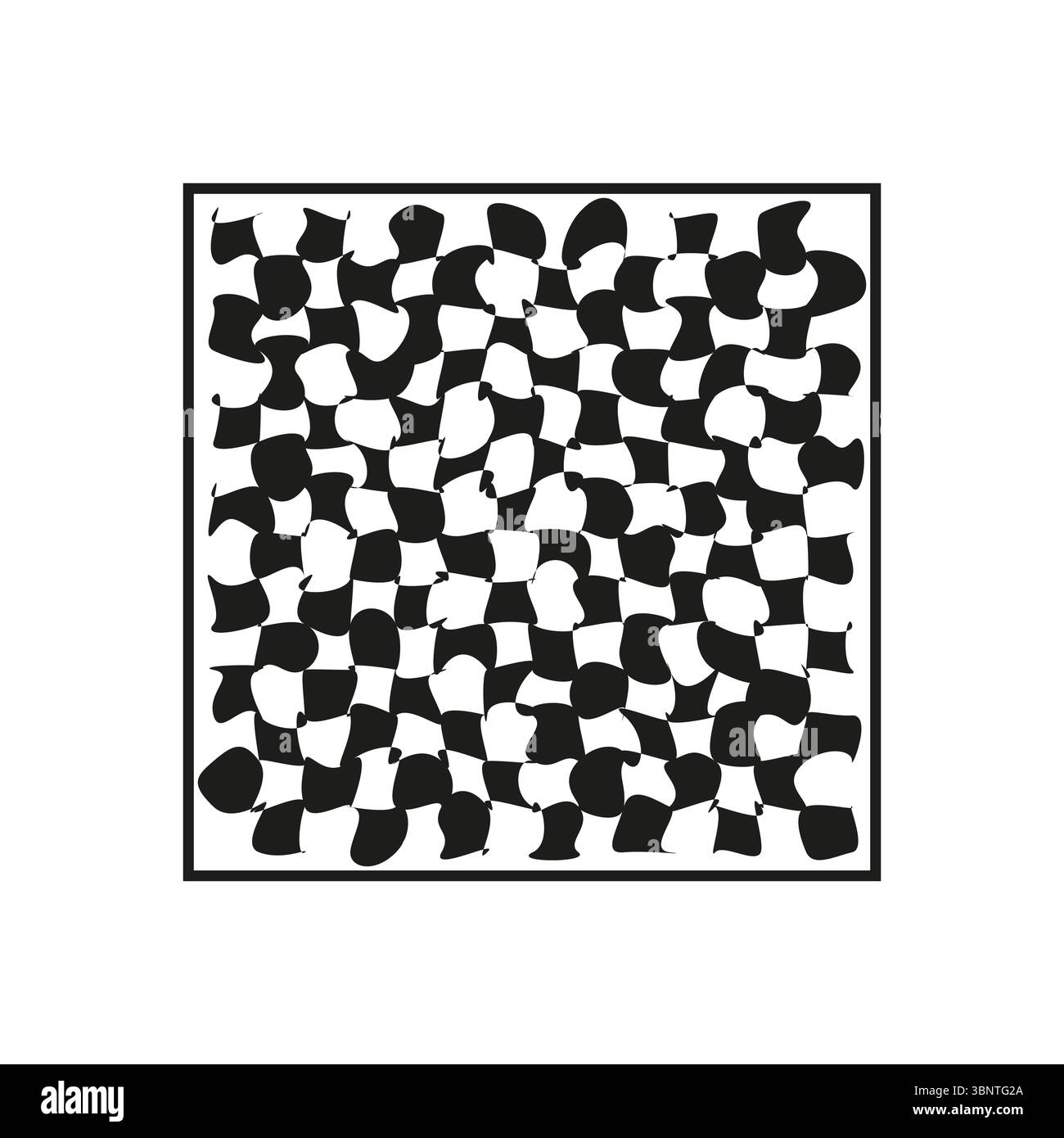 Concentric square grid. Pixel halftone panel. Optical depth Vector. Monochrome illusion emblem. Stock Vector