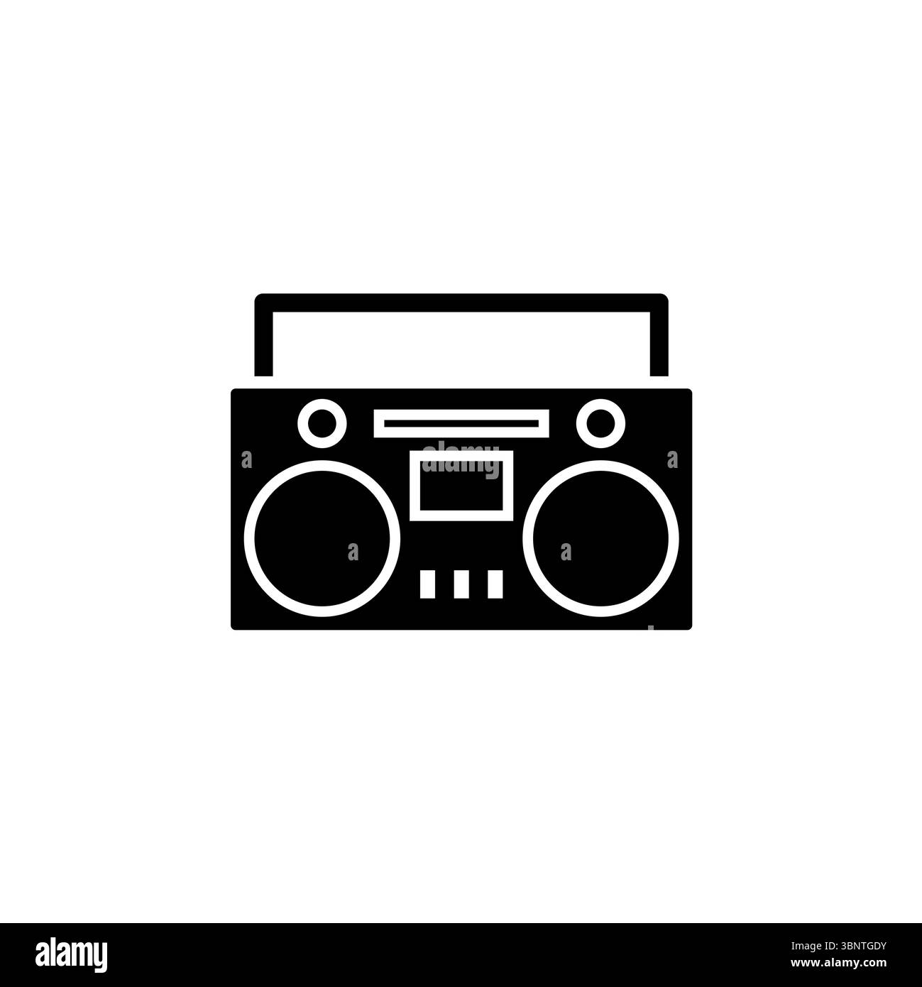 Cassette Player, Boombox Ghetto Blaster Solid Flat Vector Icon Isolated on White Background Stock Vector