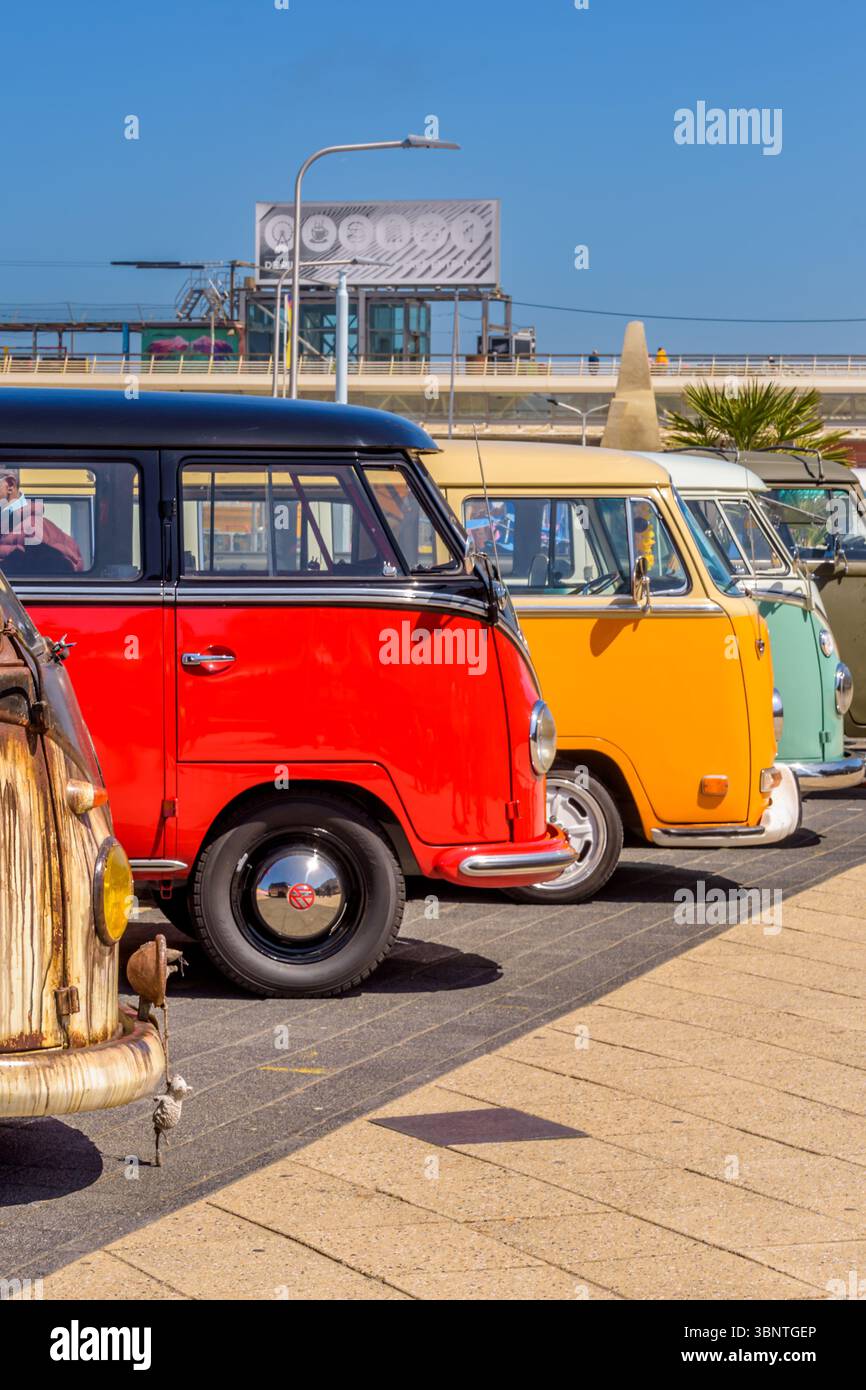 Vintage VW camper vans in a row, at The Aircooled classic car show ...
