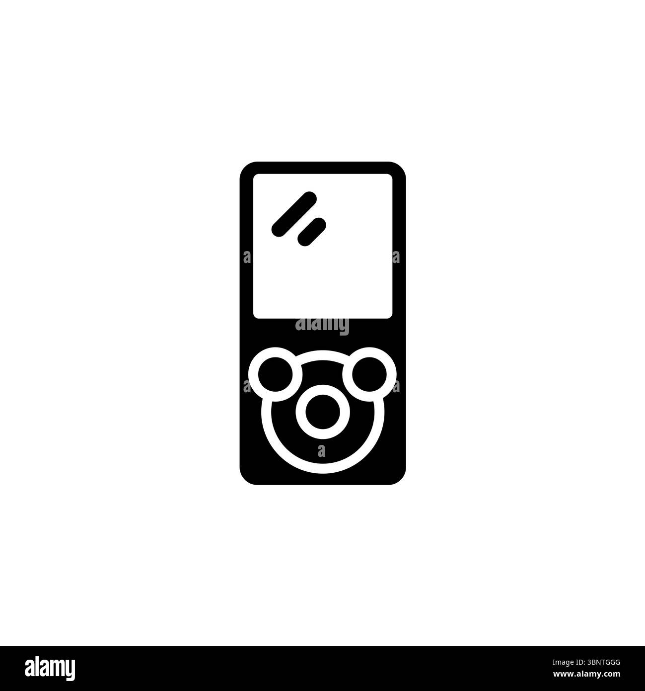 Portable MP3 Media Music Player with Equalizer Solid Flat Vector Icon Isolated on White Background Stock Vector