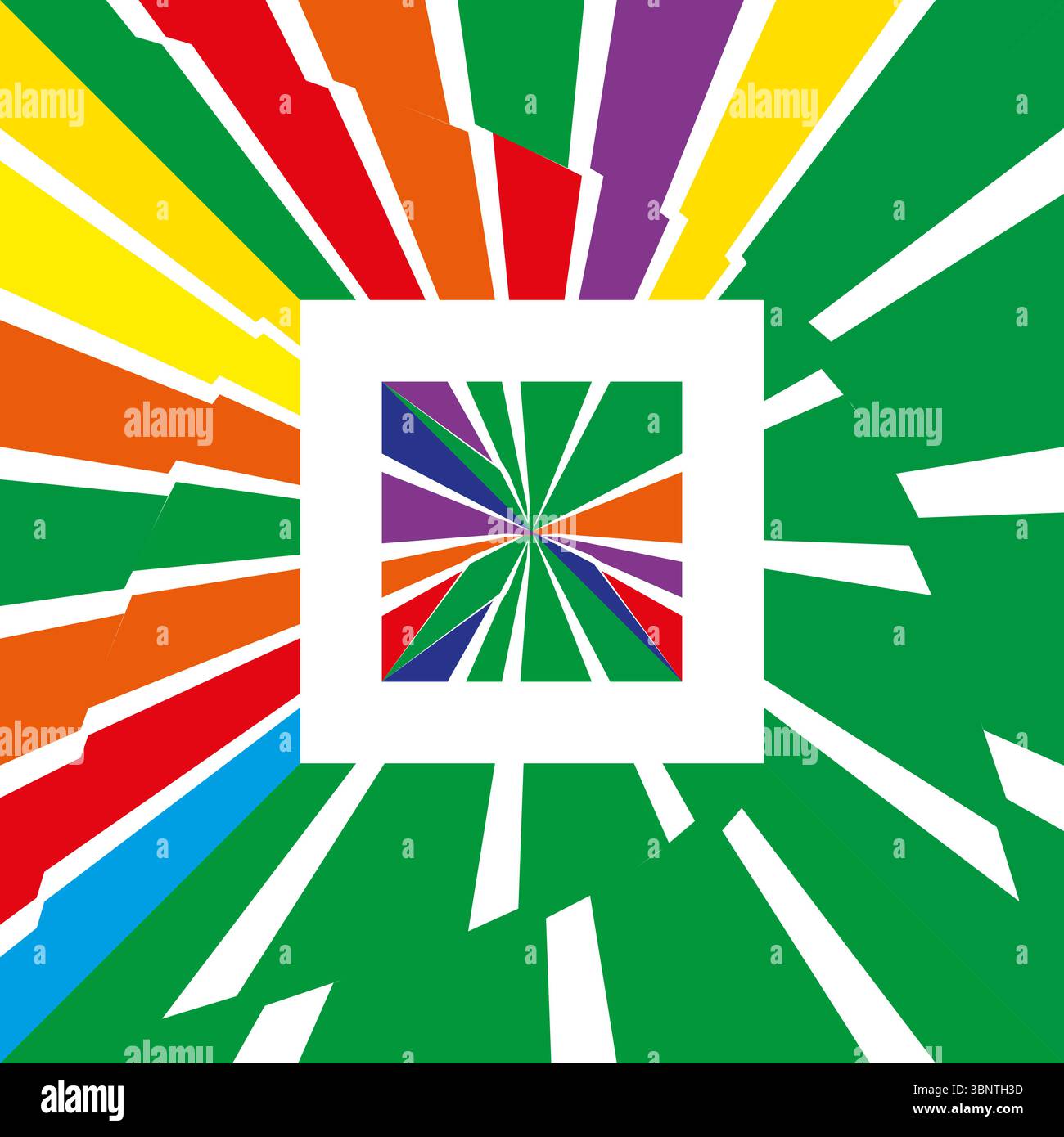 Colorful square pattern. Abstract radial stripes. Optical tunnel effect ...