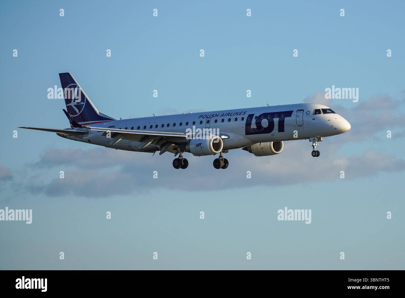 LOT Polish Airlines airliner in flight Stock Photo