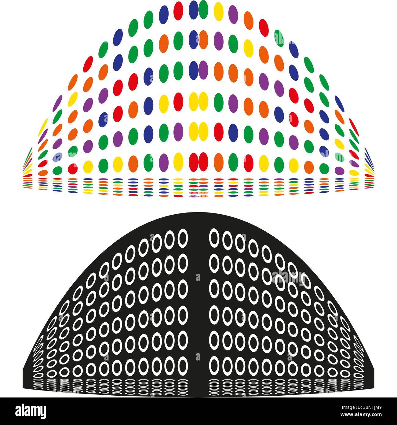 Dome structure pattern. Geometric grid design. Abstract spherical shape. Vector architectural element Stock Vector