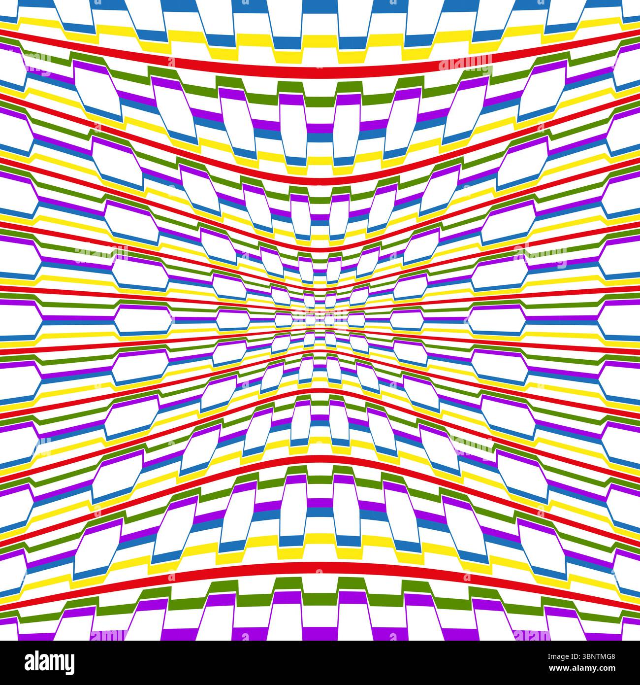 Symmetric wave pattern. Rainbow grid vector. Optical warp illusion ...