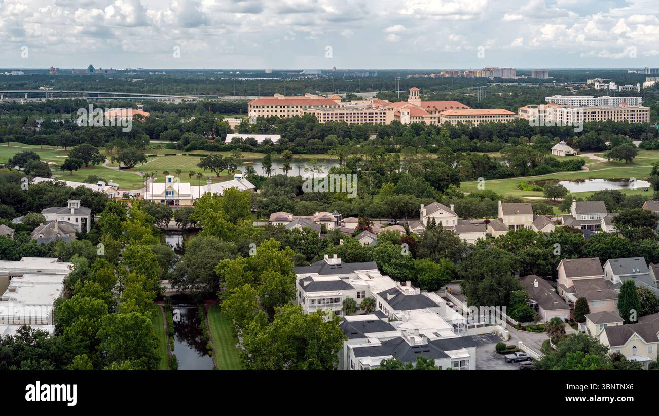 Aerial photograph of Celebration, Florida, USA. July 3, 2025. Stock Photo