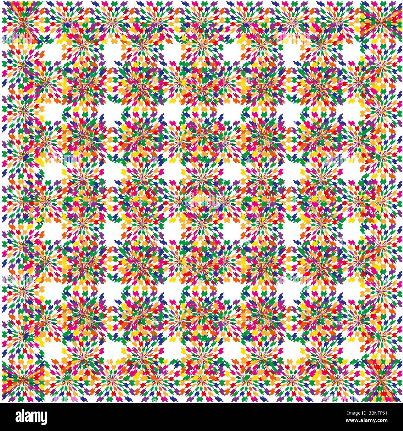 Color pixel mosaic. Square tile Vector. Grid cross sparkle. White backdrop pattern. Stock Vector