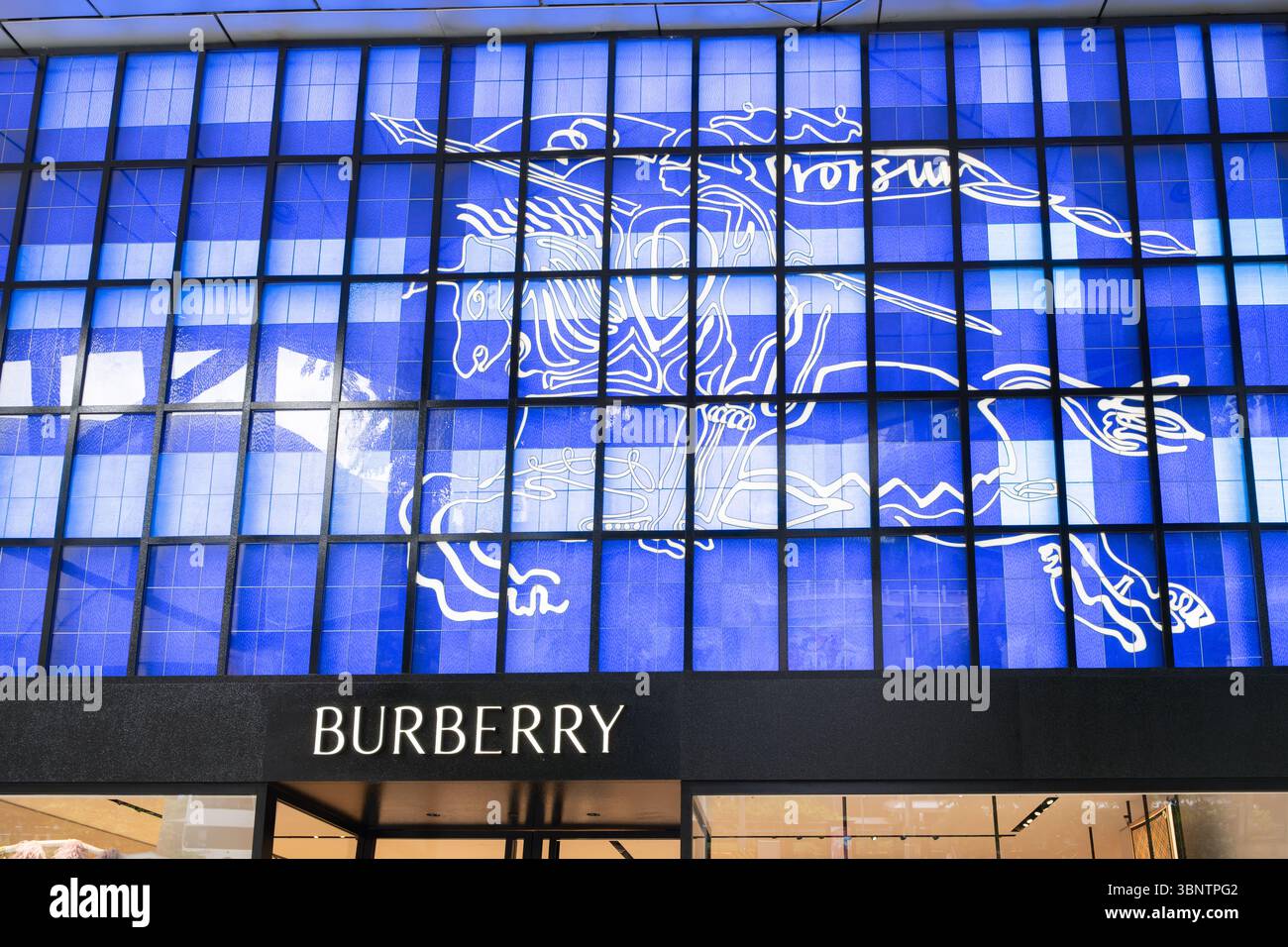 Singapore, Singapore - May 01, 2025: Burberry storefront with iconic ...