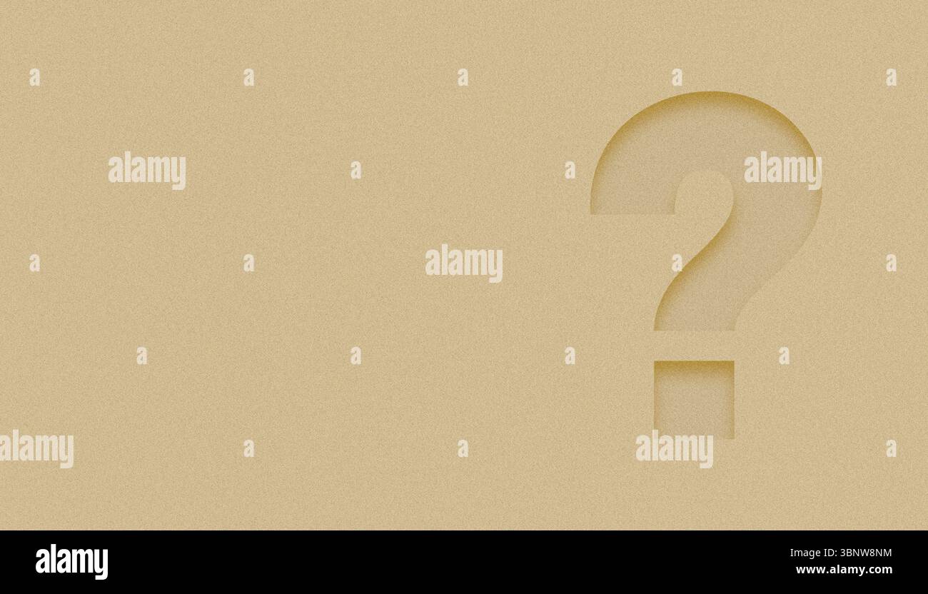 Embossed Question Mark on Grainy Beige Background Stock Photo - Alamy