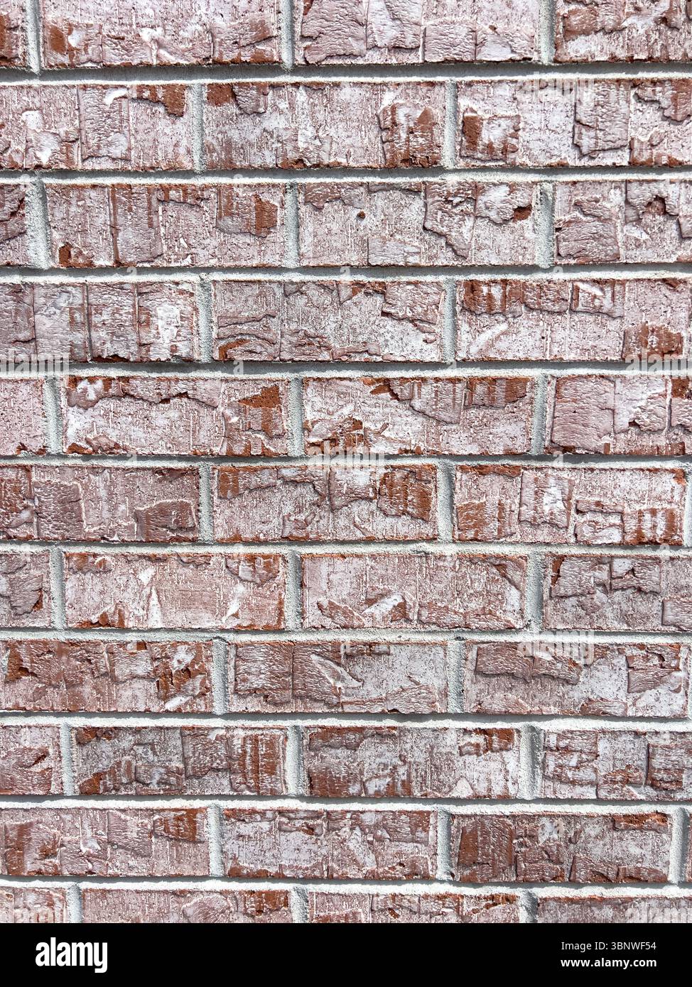Old Red Brick Wall with Mortar Damage Stock Photo