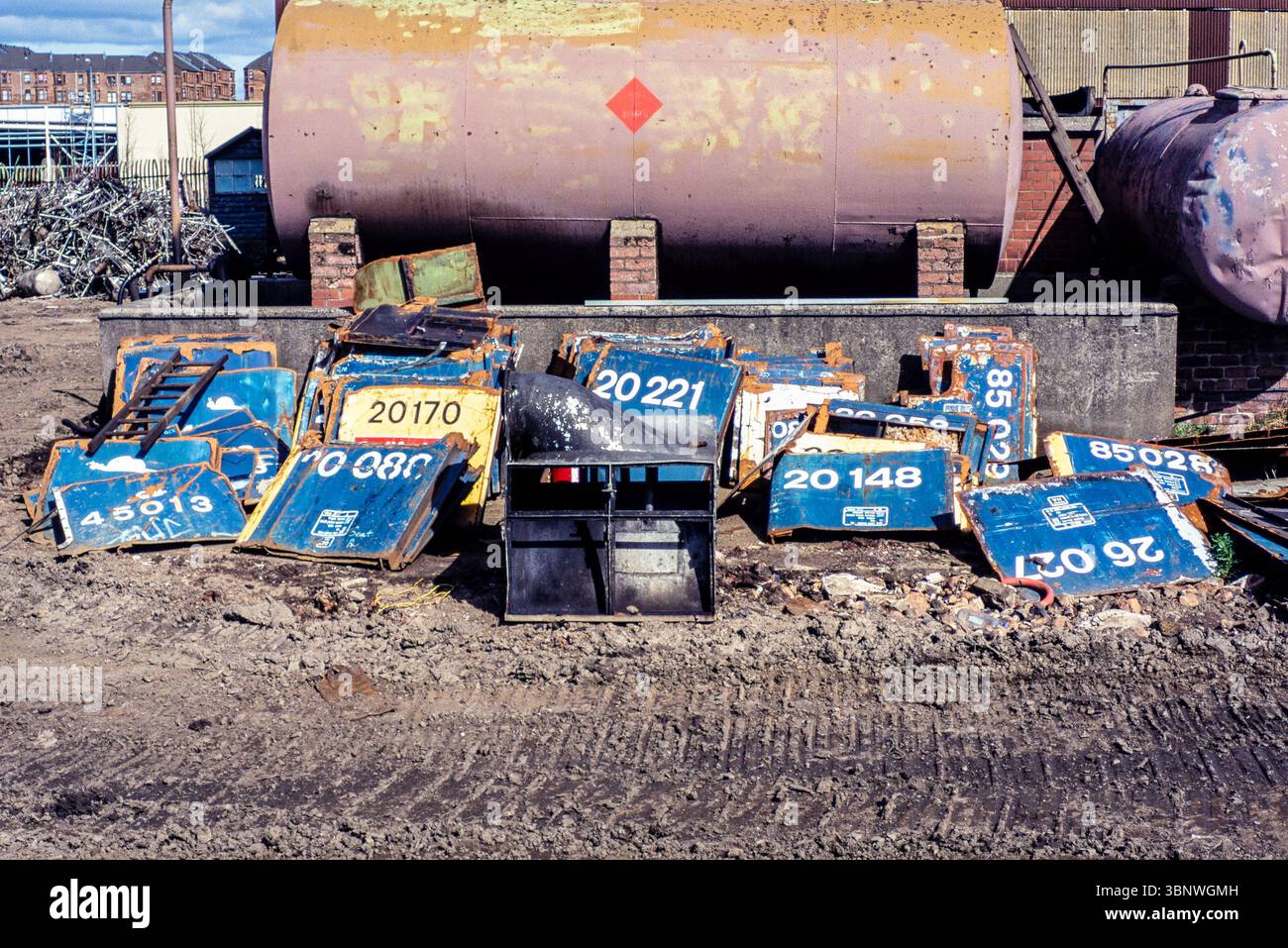 Locomotive number panels from scrapped diesel locos at MC Metals metal ...