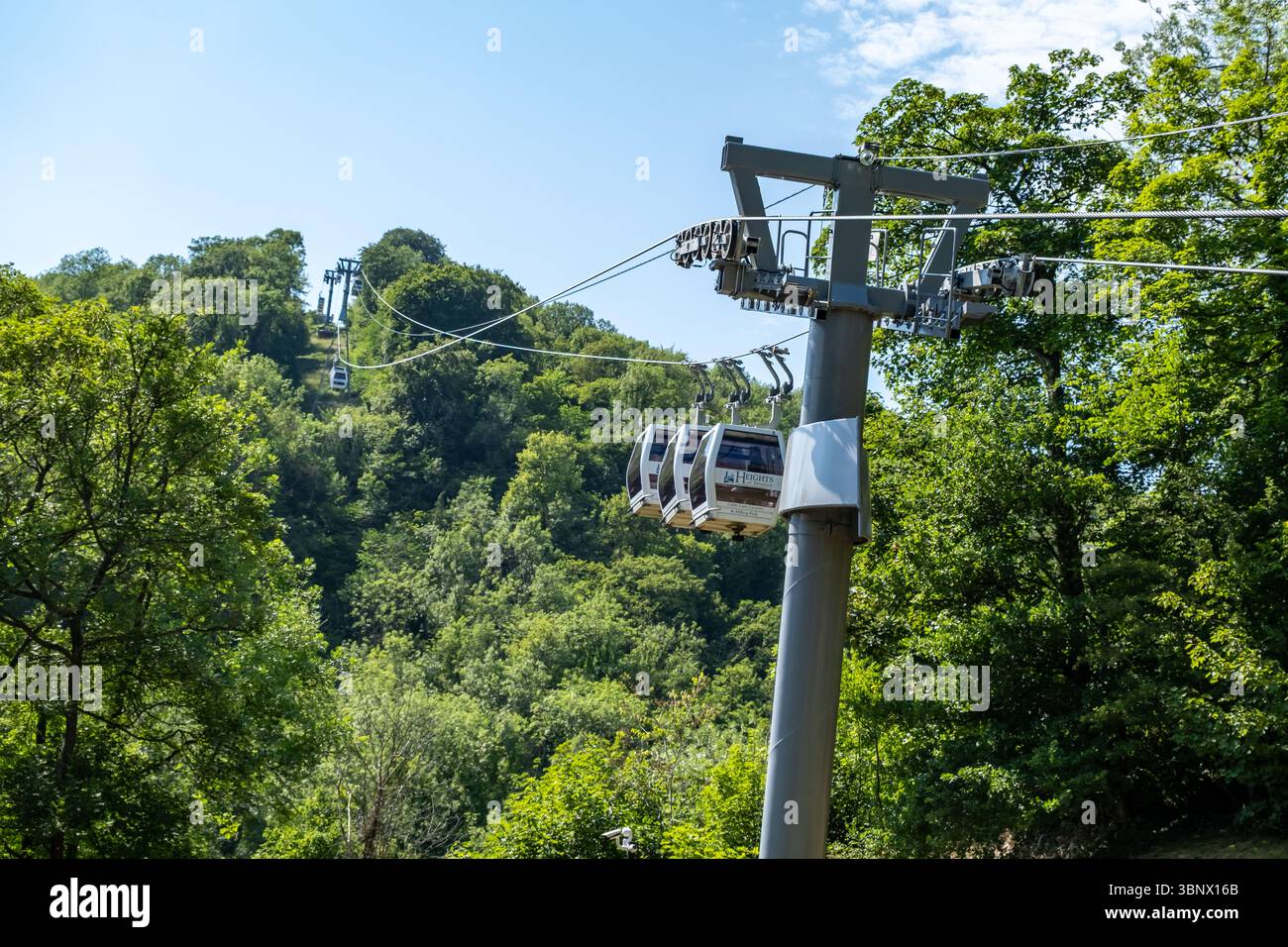 Matlock Bath Derbyshire UK June 18 2025 Cable Cars Nearing The matlock-bath-derbyshire-uk-june-18-2025-cable-cars-nearing-the