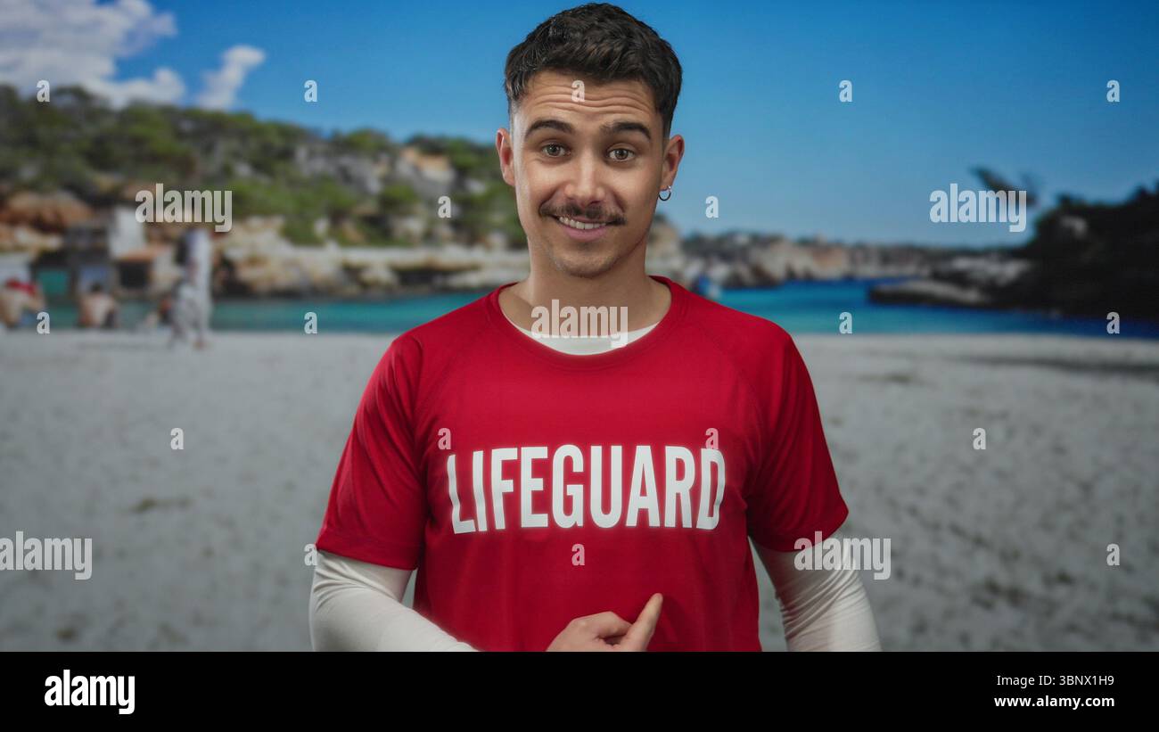 Young hispanic man lifeguard shirt hires stock photography and images