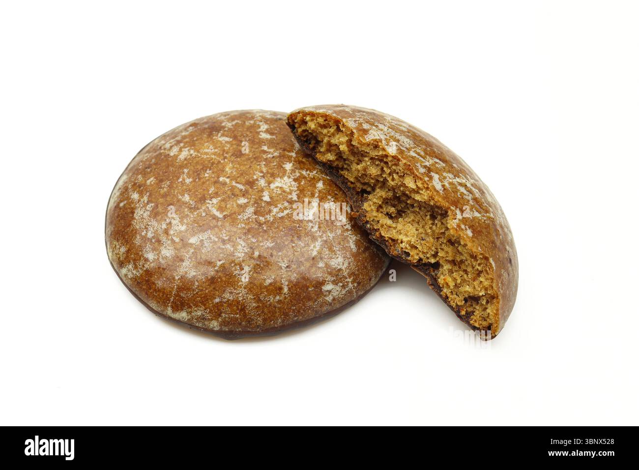 Glazed gingerbread biscuits isolated on white background Stock Photo