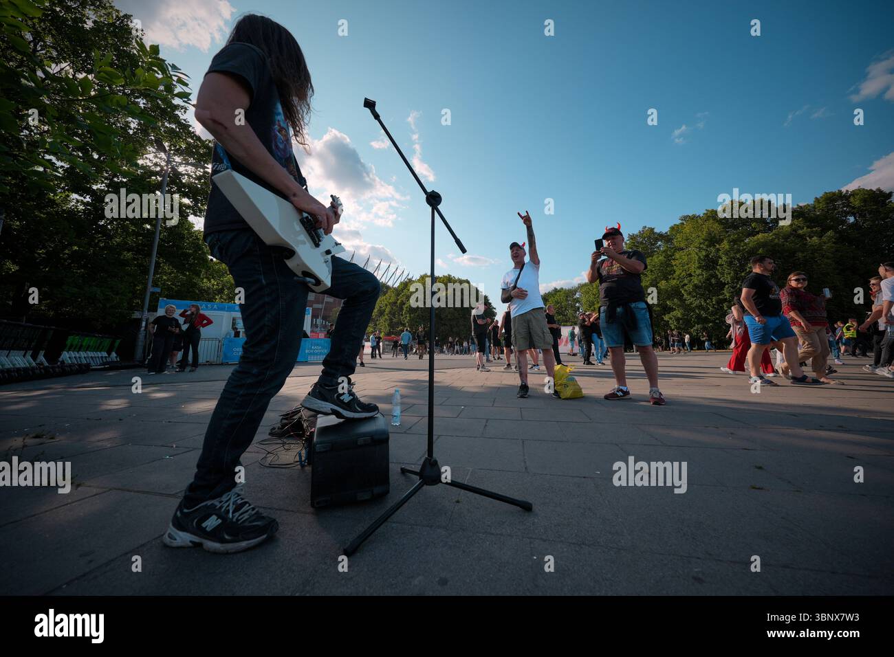 Fans are seen at the PGE National Stadium in Warsaw, Poland on 04 July ...